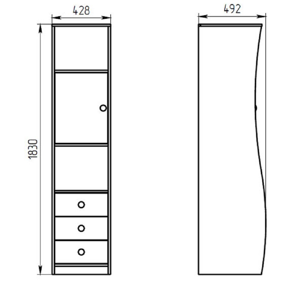 Feldmann-Wohnen Standregal KOMBI, in 43 der Farbe cm cm 183 / Cappuccino / B/T/H: - 50 cm