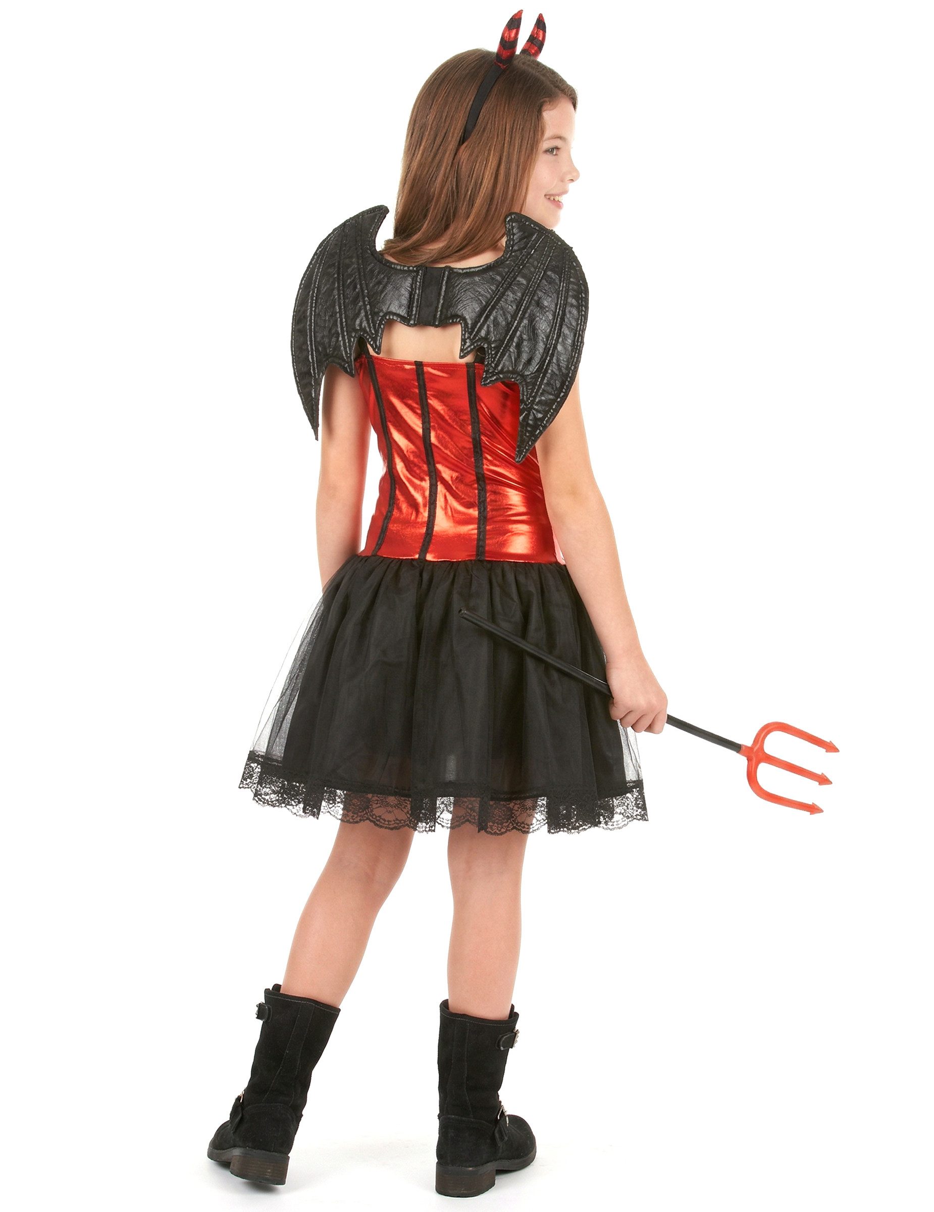 JADEO Kostüm Teufelinnen Halloween Kinder-Kostüm rot-schwarz