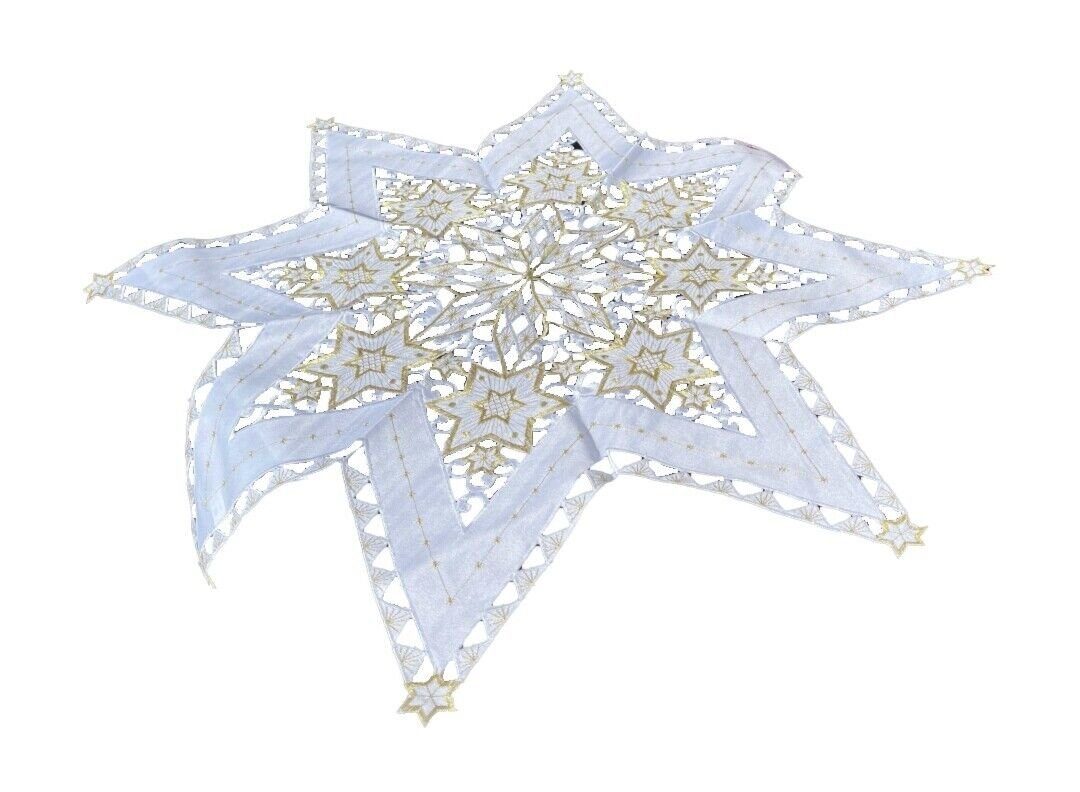Westernlifestyle Tischdecke Weiss / Gold Stern Weihnachtsdecke Deckchen Mit günstig online kaufen