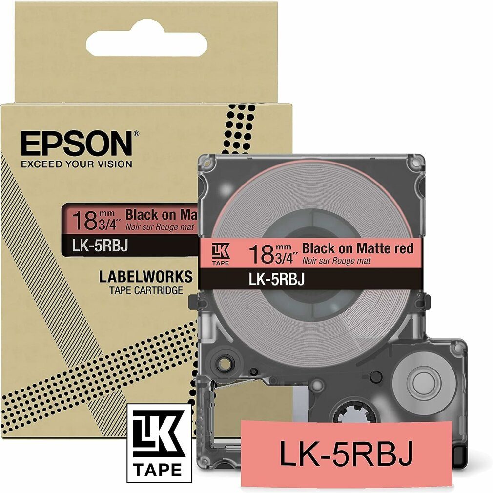 Epson Druckerband Schriftband LK LK-5RBJ C53S672072, 18 mm schwarz auf rot