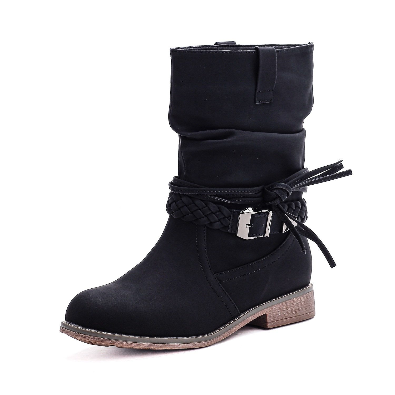 Pogolino ST87 Schlupfstiefel Damen Schlupfstiefeletten leicht gefüttert Boots Stiefel Herbst