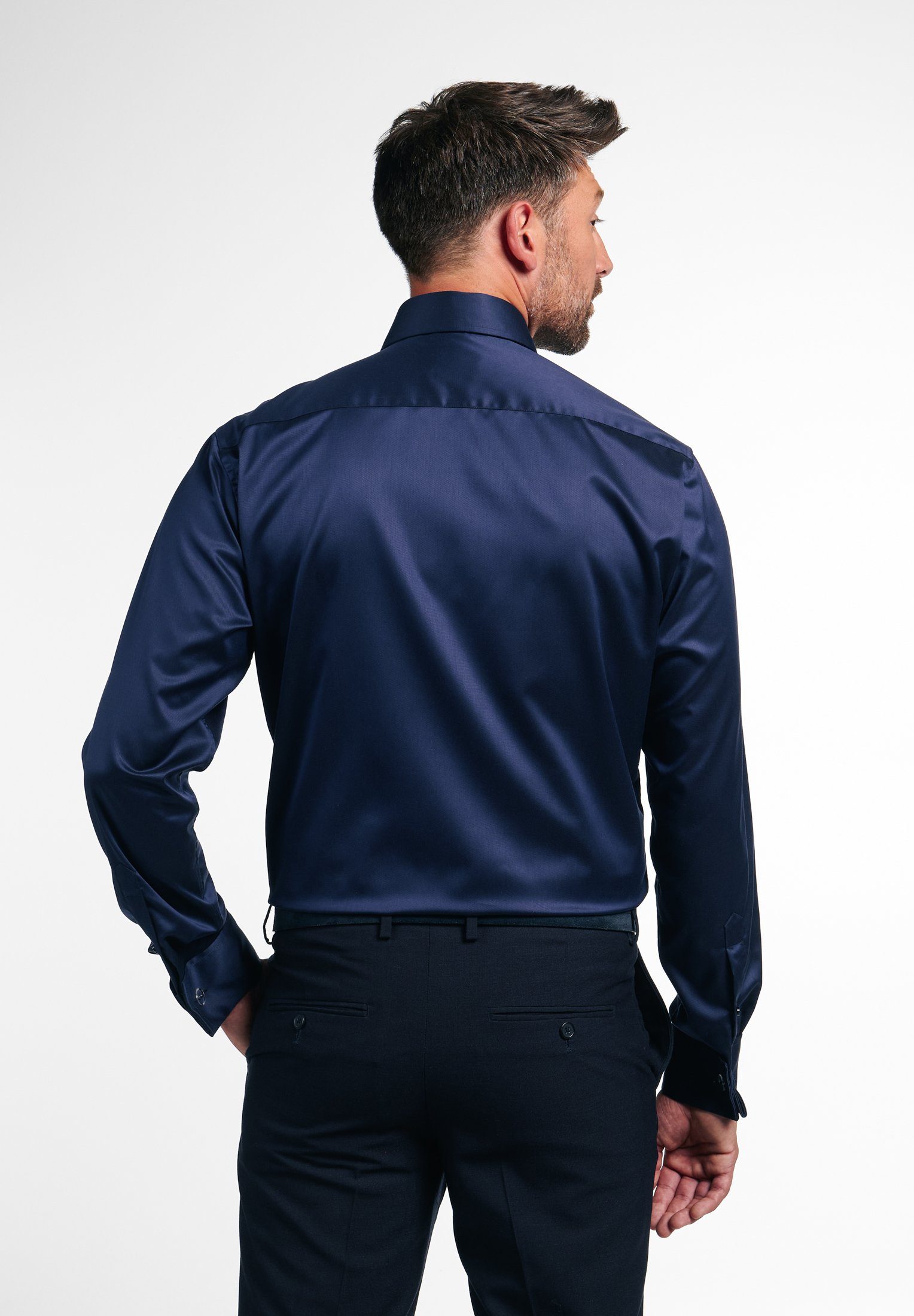 MODERN FIT dunkelblau Langarmhemd Eterna