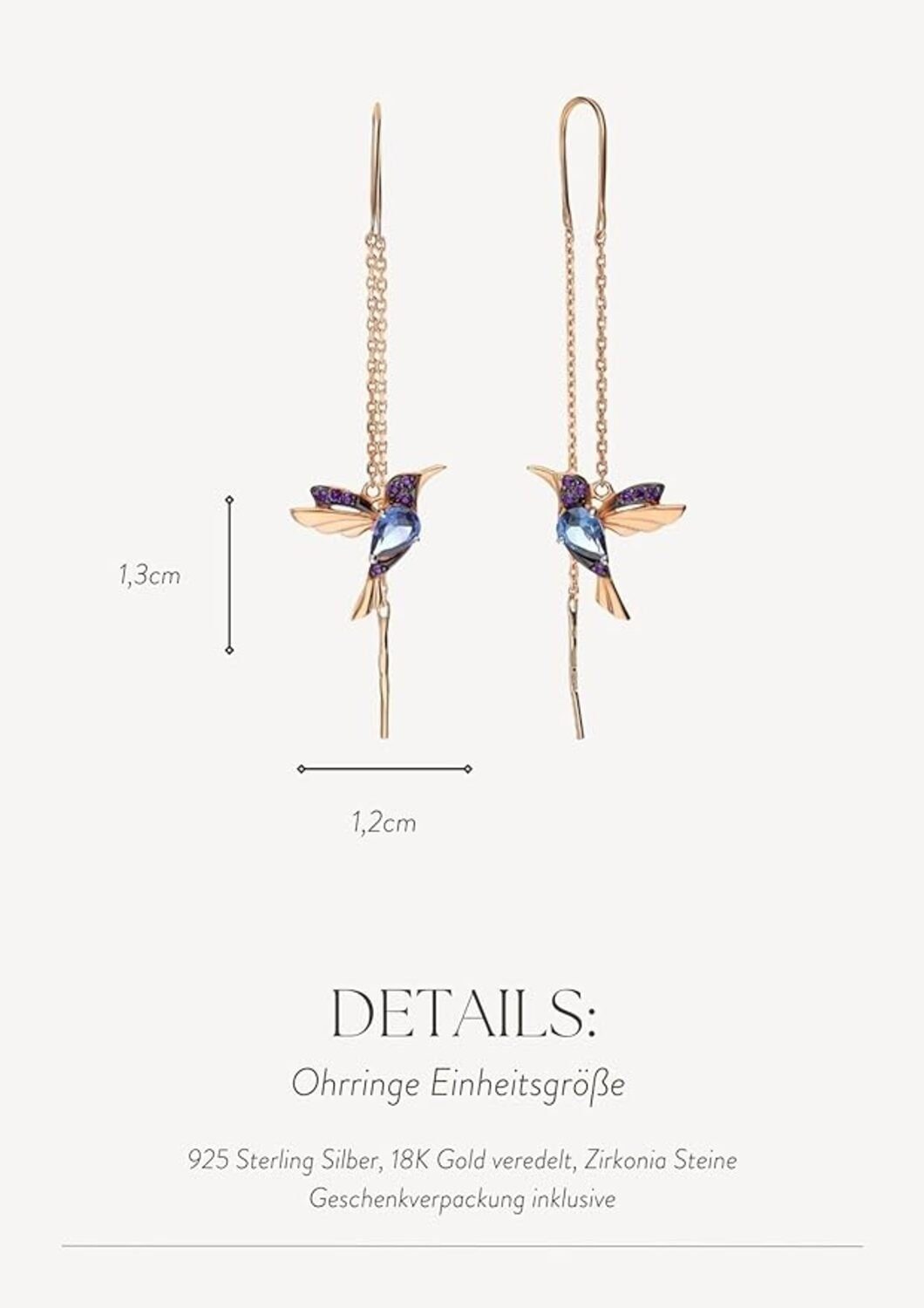 Einzelstück Kette mit Anhänger Einzelstück Kolibri Halskette, 925 Sterling Silber – Bild 4 von 5