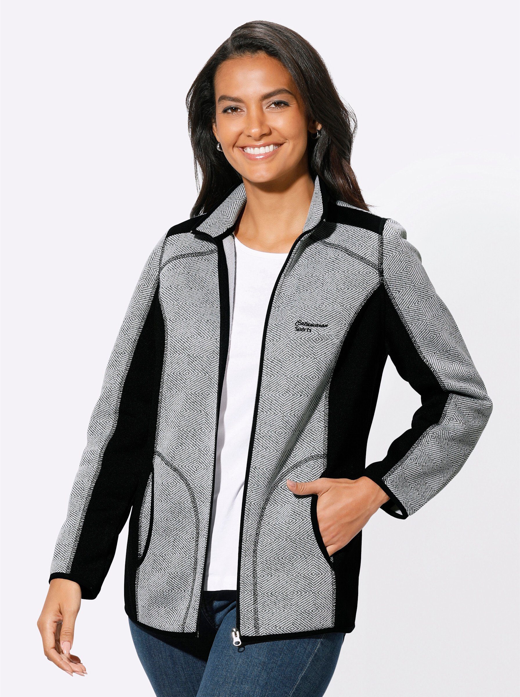 Fleecejacke Strickfleece-Jacke Langarm