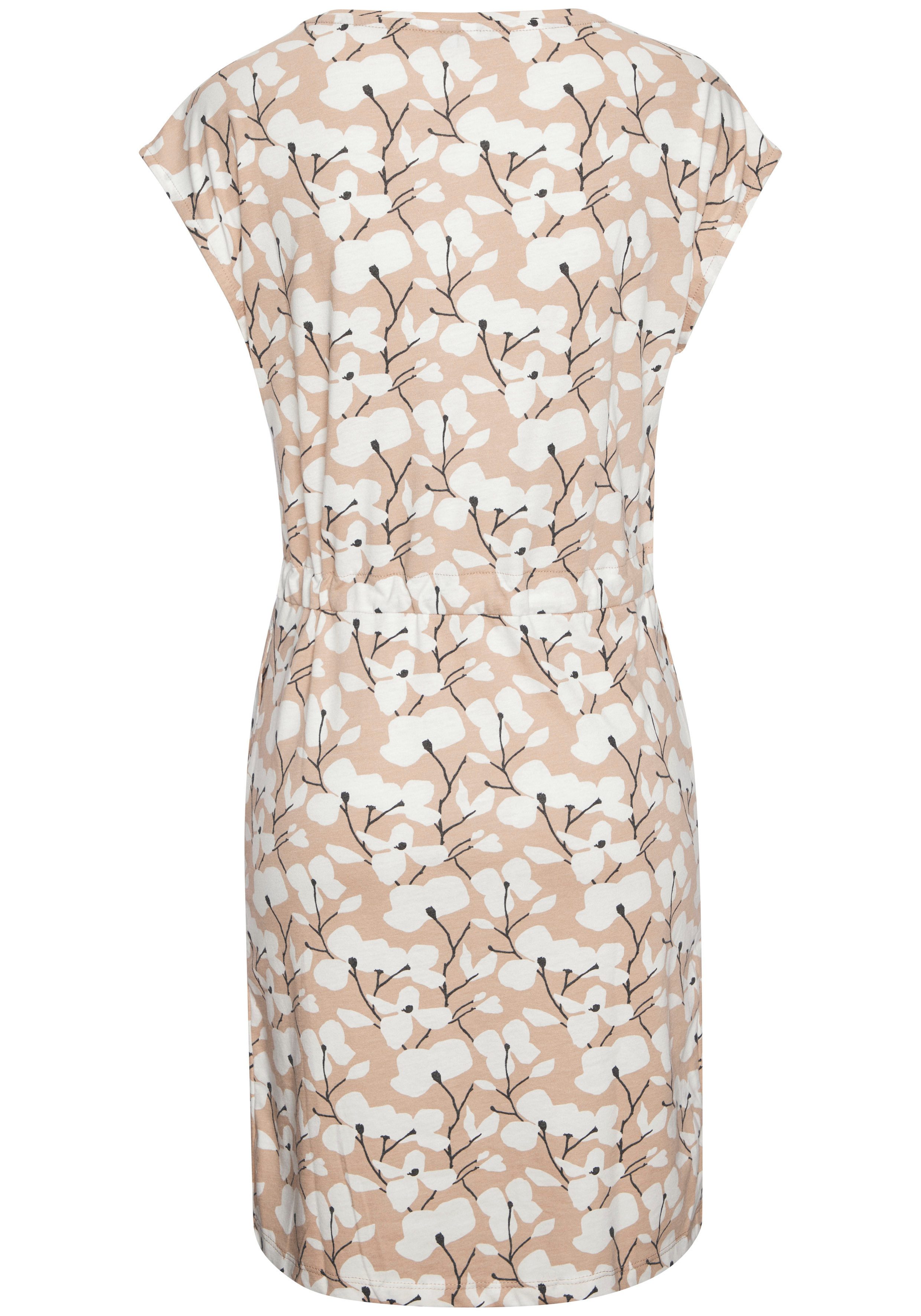 Beachtime by Lascana Jerseykleid mit Blumenmuster und Taschen, Sommerkleid aus Baumwoll-Mix Strandkleid mit kurzen Ärmeln, Freizeitkleid, casual – Bild 4 von 5