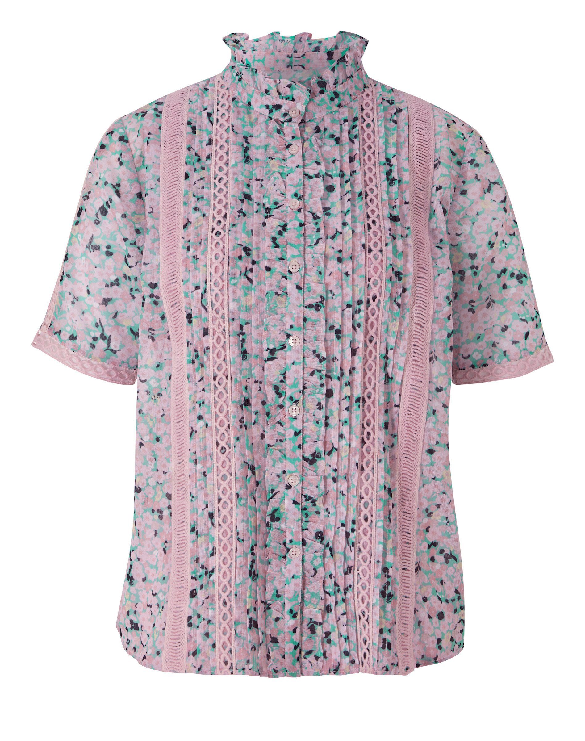 Klassische Bluse Druckbluse Kurzarm