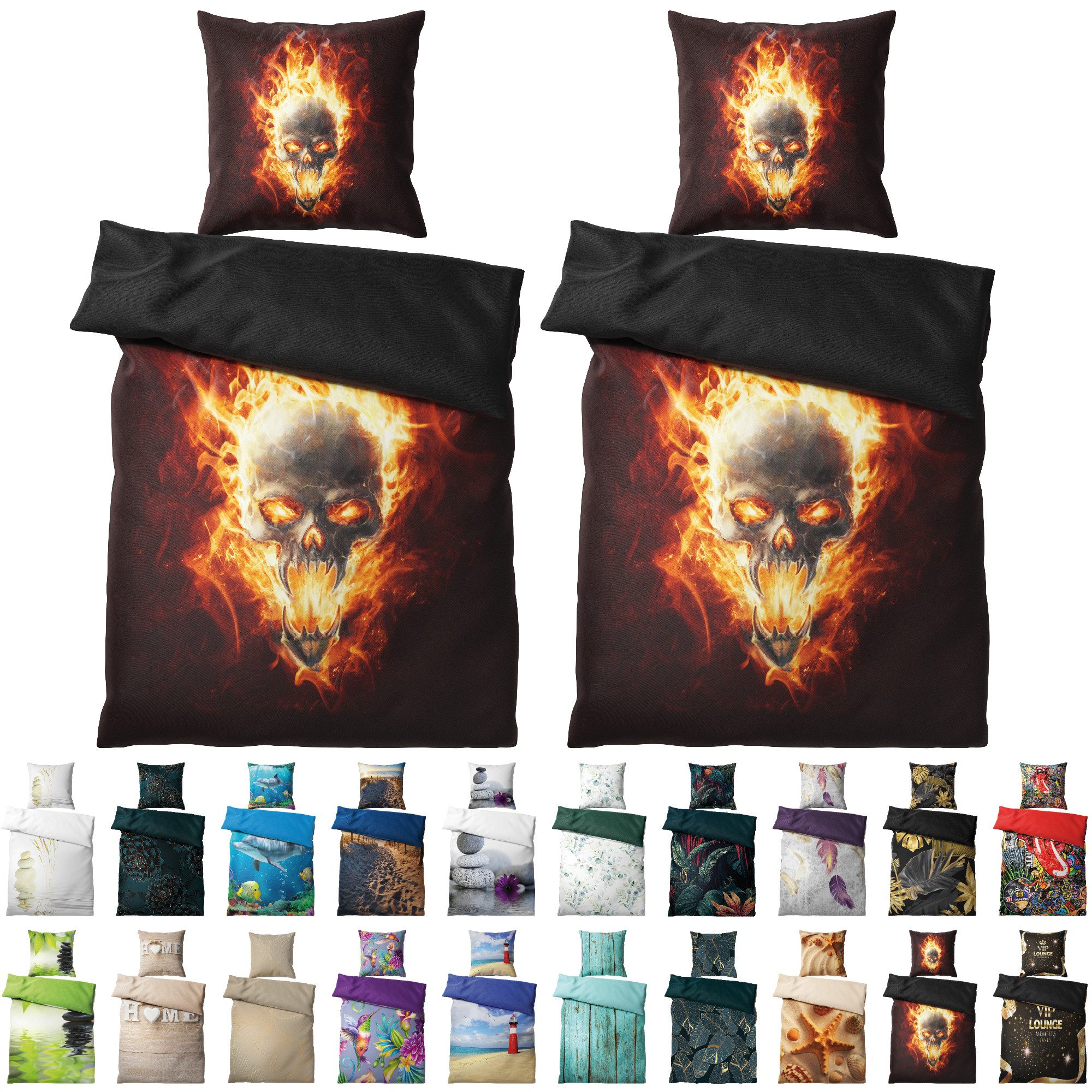 Sanilo Bettwäsche 135x200 cm, viele moderne Motiv Bettbezüge, Bettbezug und Kissenbezug, Baumwolle, mit Reißverschluss, OEKO-TEX Standard 100