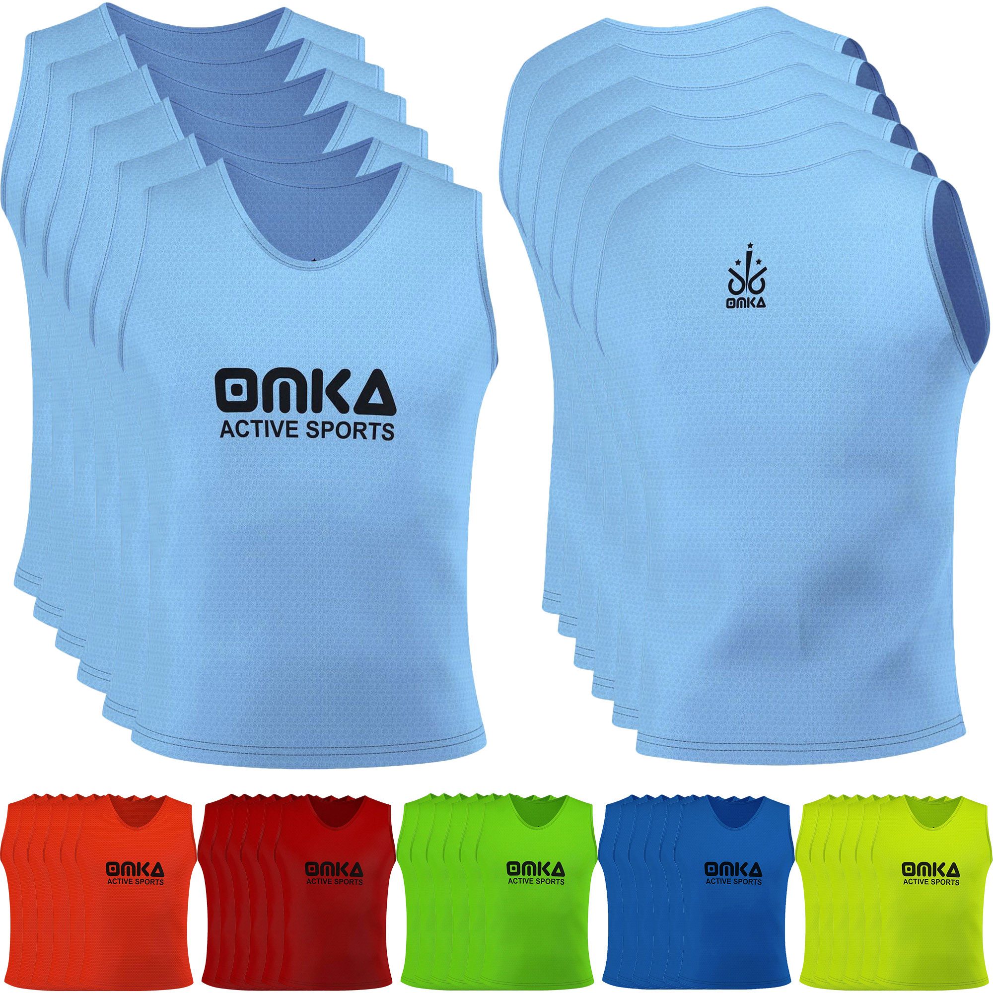 OMKA Trainingsleibchen OKLB01 6er Pack (Spar-Set, 6er-Pack) 6er Set OMKA Fußball Leibchen Trainingsleibchen