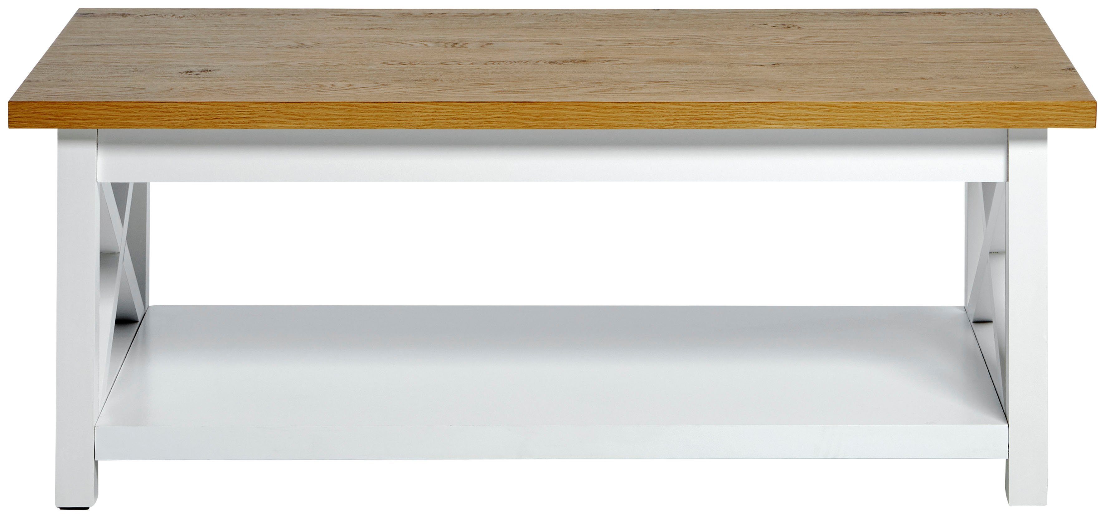 Jahnke Couchtisch CHALET COFFEE (1-St), Couchtisch, Kaffetisch, mit Ablageboden, Landhausstil, X-Design