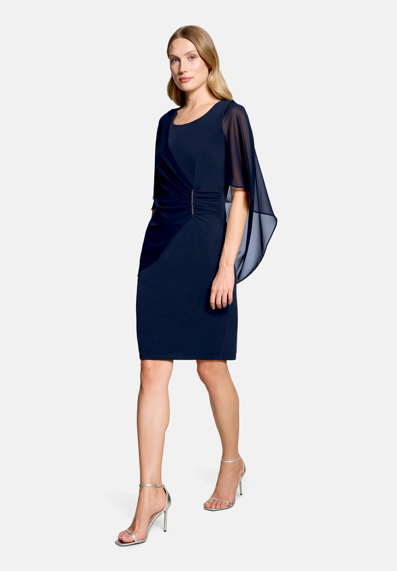 Vera Mont Cocktailkleid Damen mit Raffung Materialmix