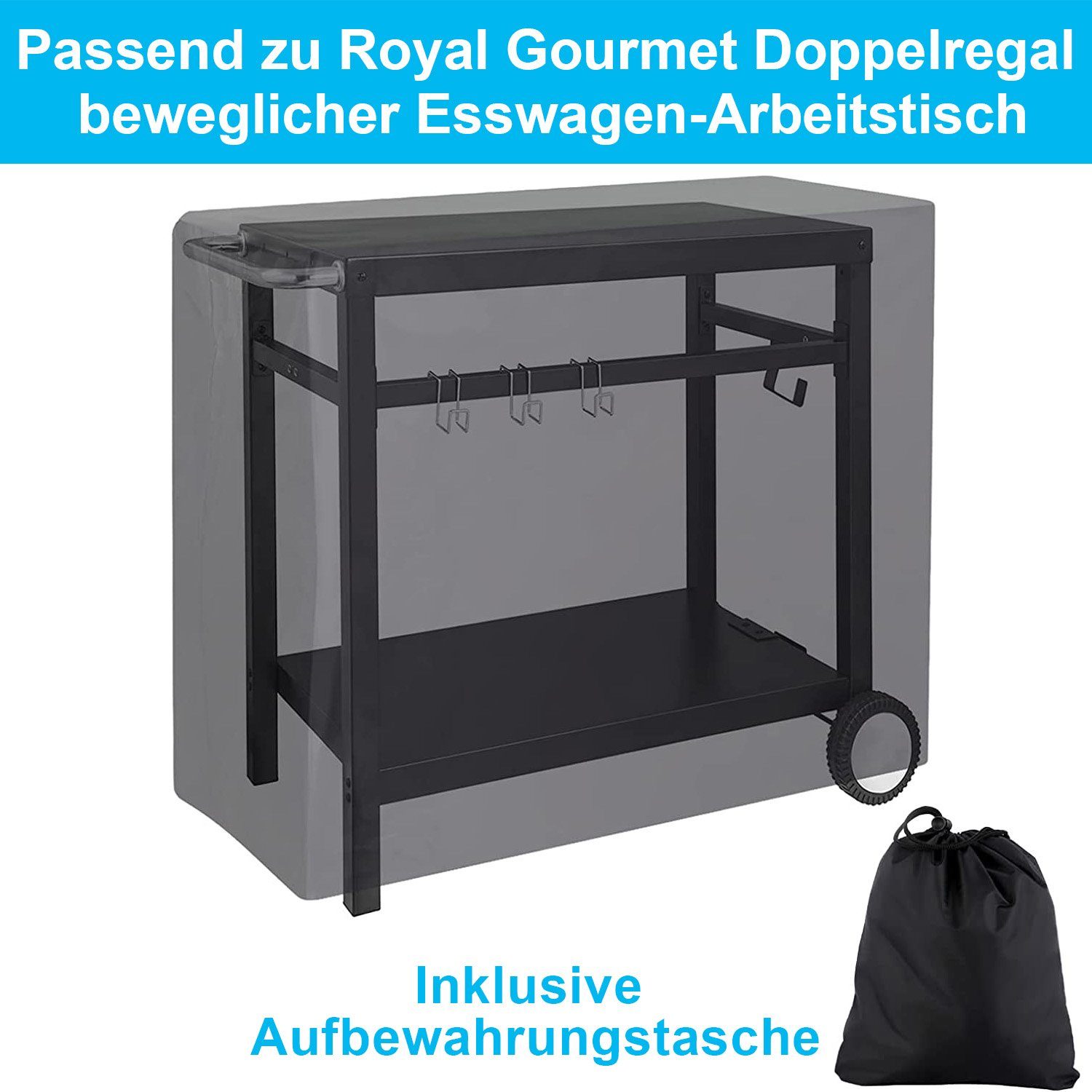 Sunicol Gartenmöbel-Schutzhülle Outdoor-Tischabdeckung, wasserdicht, kompatible W*L*H: 61*102*81cm,für tragbare Outdoor-Tisch Grau langlebig, winddicht