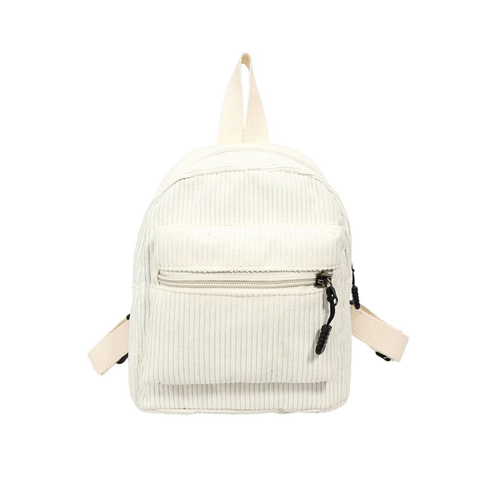 nsihing Rucksack Cord Rucksack Damen Klein, Süß Mini Rucksack Damen, Leicht, mit 2 Reißverschlusstaschen, Verstellbarem Gurt für Reisen