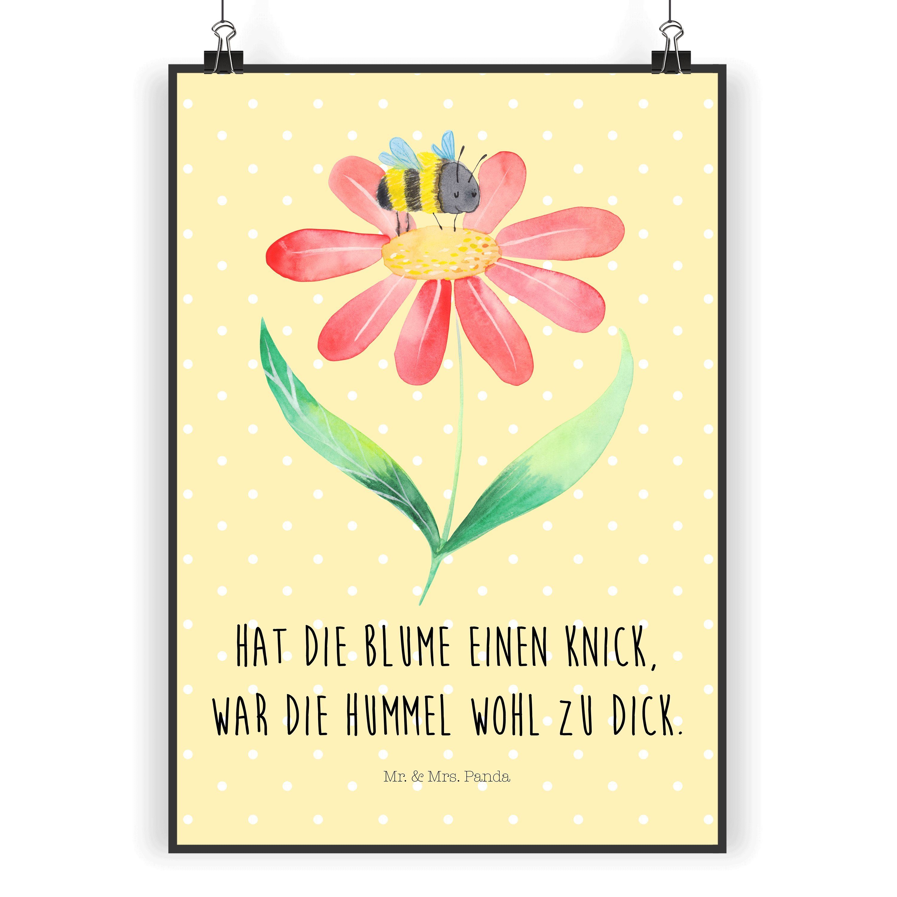Mr. & Mrs. Panda Poster DIN A5 Hummel Blume Gelb Pastell Geschenk