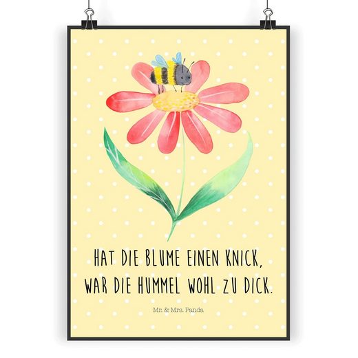 Mr. & Mrs. Panda Poster »Hummel Blume Gelb Pastell lustige Sprüche