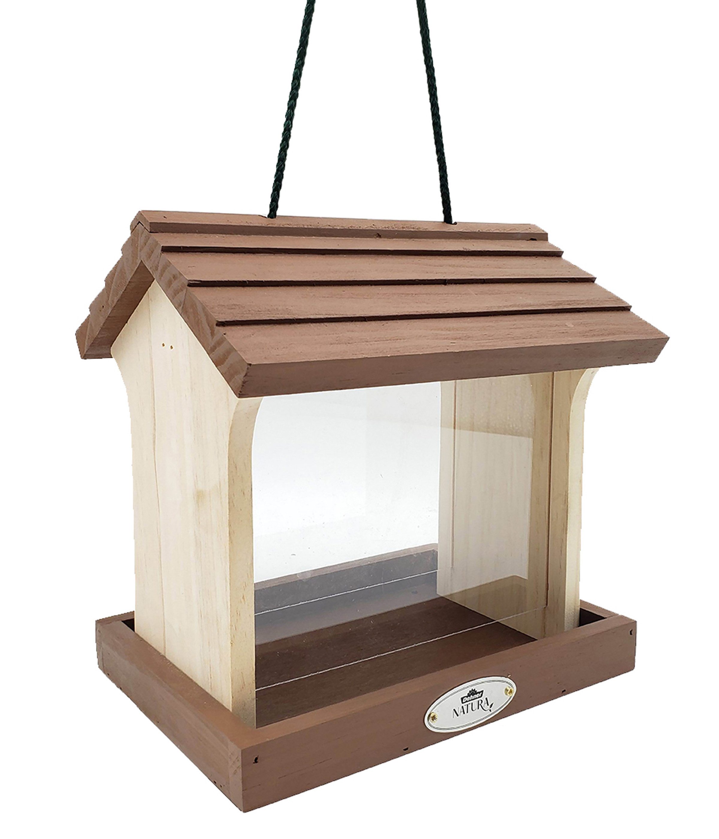 Dehner Vogelhaus Natura Premium Futterhaus Arizona, 21 x 21 x 17 cm, braun, hochwertiges Futterhaus für Wildvögel, aus FSC®-zertifiziertem Holz