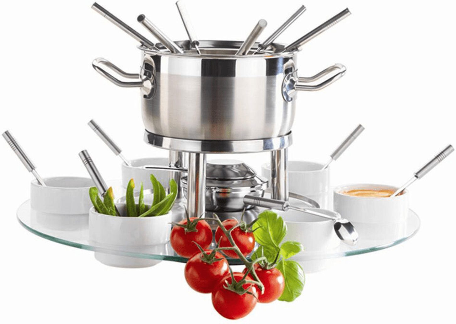 MÄSER Fondue, Set aus Edelstahl 23-teilig mit Drehteller