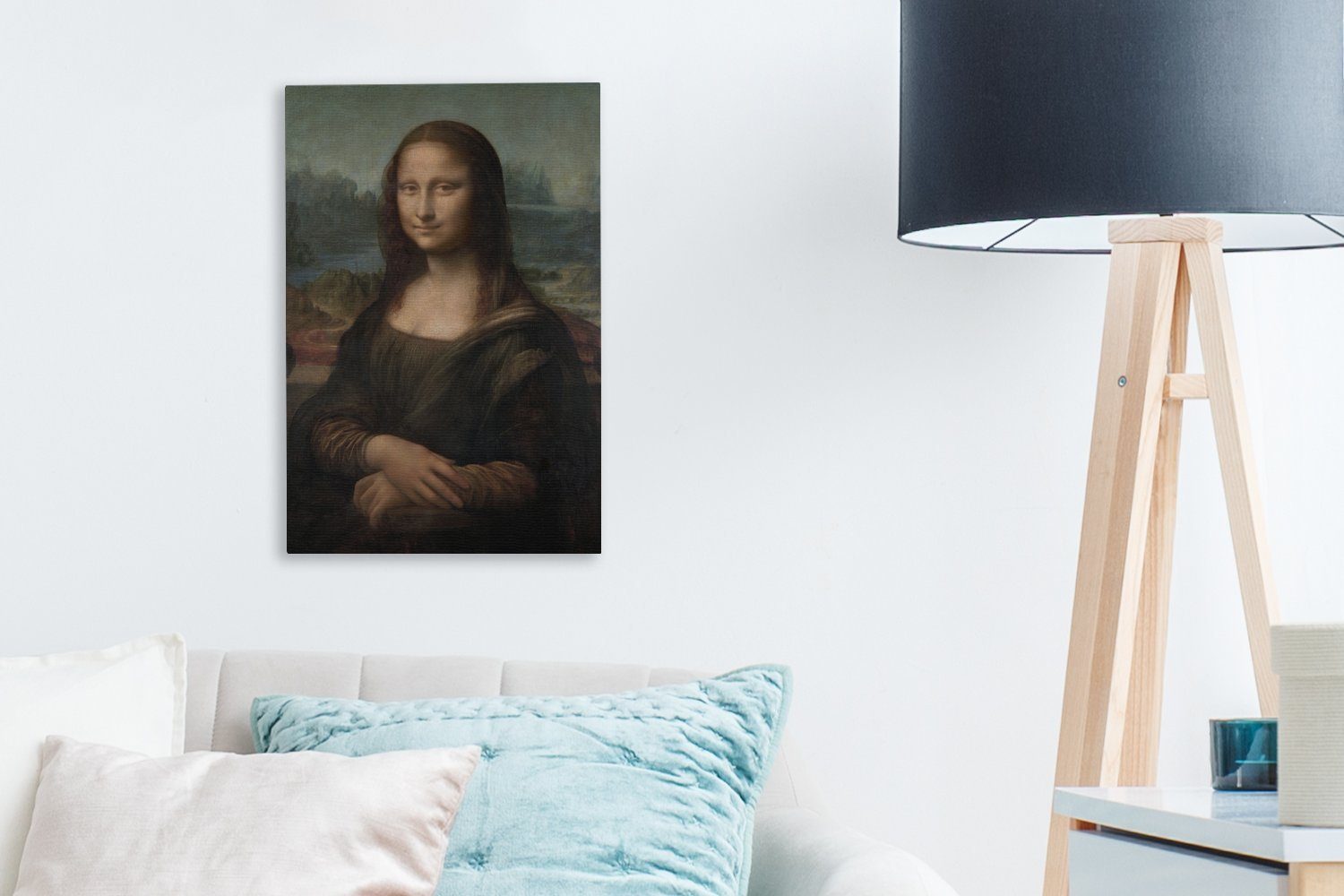 Gemälde, cm Lisa Da Leonardo Leinwandbild (1 St), Zackenaufhänger, OneMillionCanvasses® Leinwandbild 20x30 - bespannt Vinci, Mona fertig inkl.