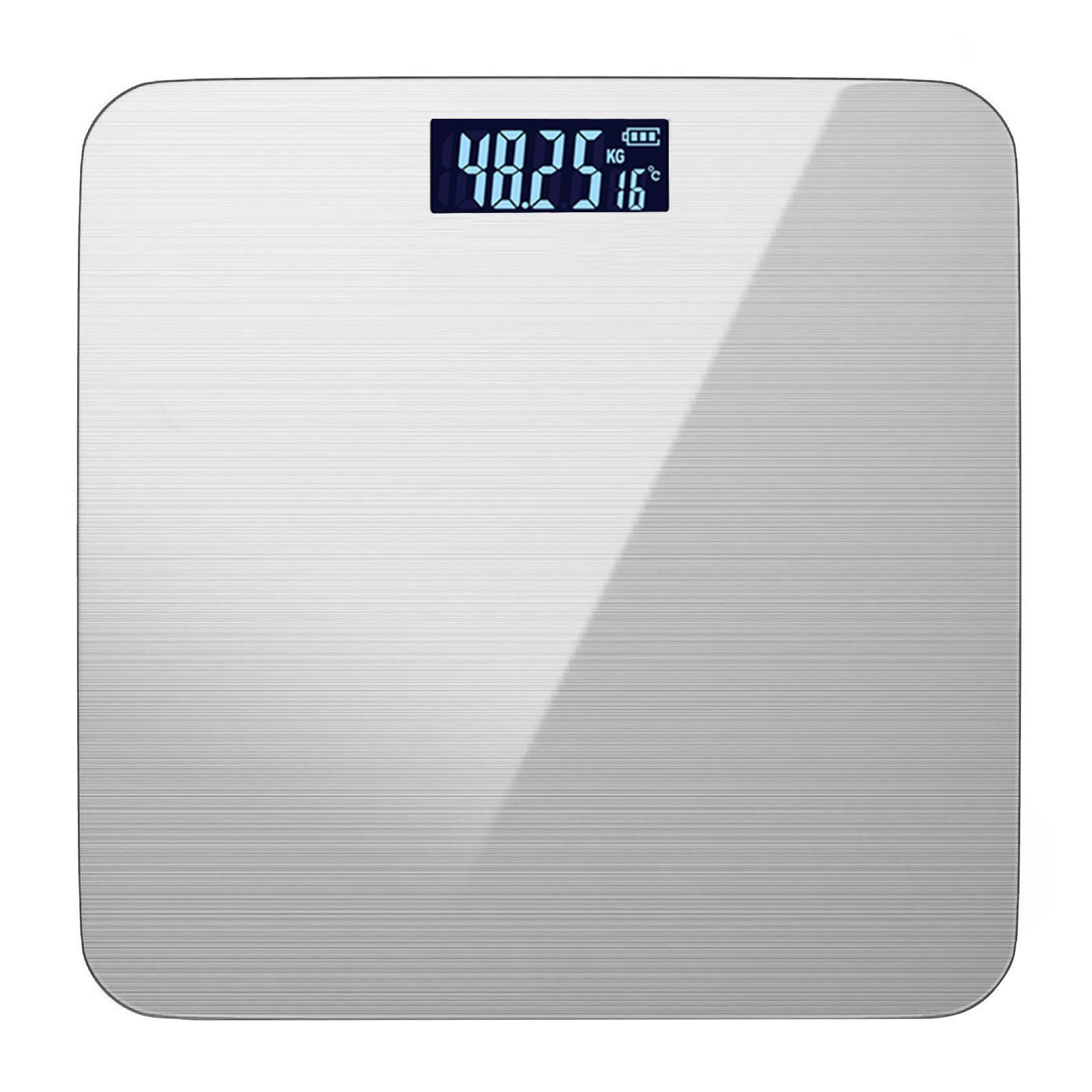 BlingBin Personenwaage Digital Körperfettwaage LCD-Display, 180 kg Tragkraft, 1er Set, 1-tlg., 1tlg, 26×26cm Trittfläche,Ultraflach & Rutschfest, Automatische Einschaltung