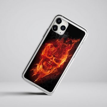 DeinDesign Handyhülle Totenkopf Feuer Schädel Burning Skull, Apple iPhone 11 Pro Max Silikon Hülle Bumper Case Handy Schutzhülle