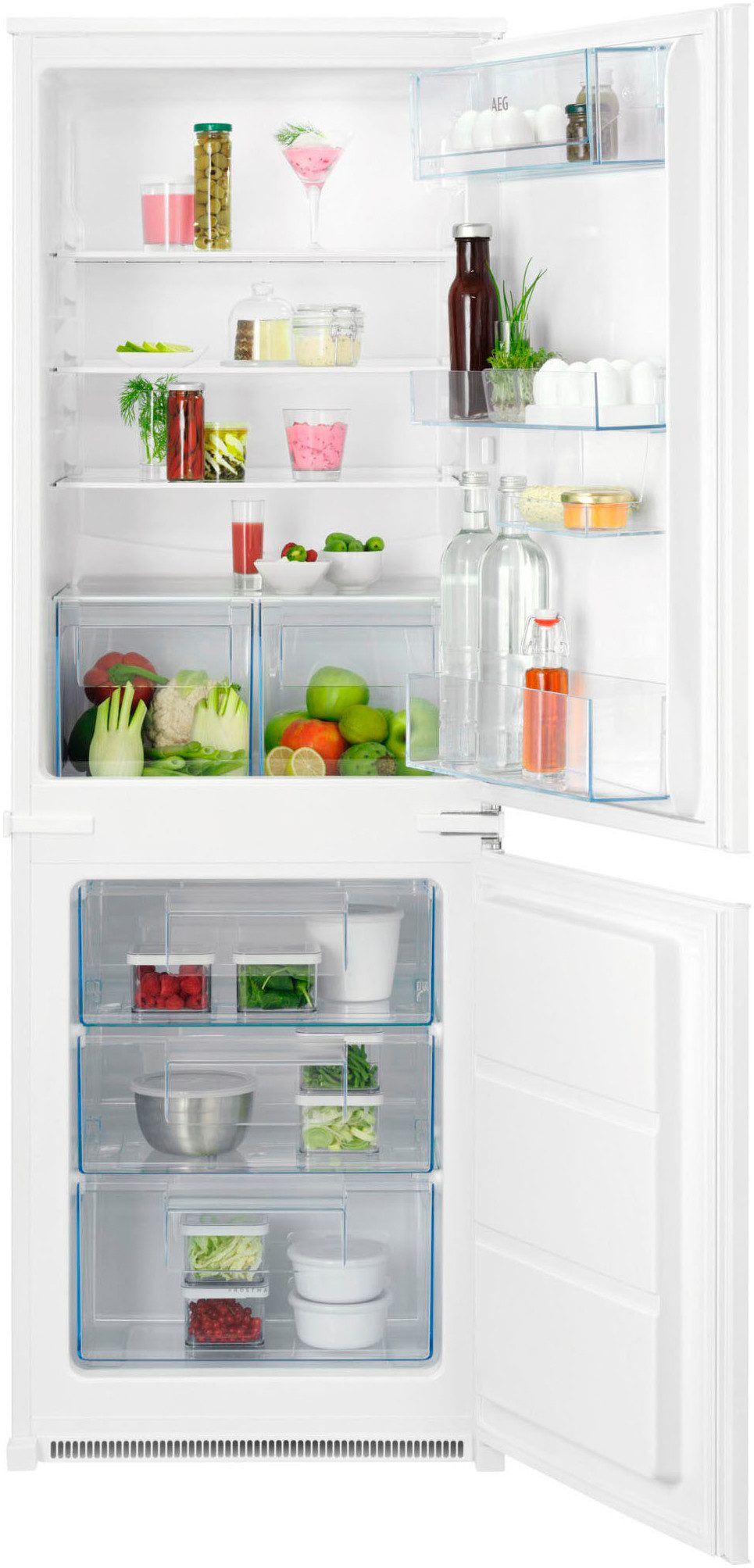 AEG Einbaukühlgefrierkombination Serie 5000 TS5S161ES, 157,2 cm hoch, 54,8 cm breit, 233 Liter, ColdSense - Schützt Lebensmittel, LED-Display, Schlepptür