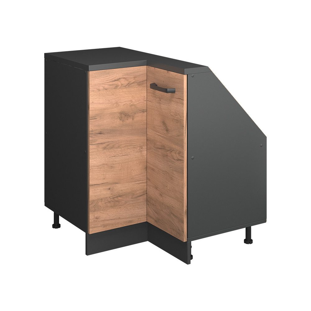 Vicco Unterschrank R-Line, Goldkraft Eiche/Anthrazit, 75.6 cm mit 1 Tür