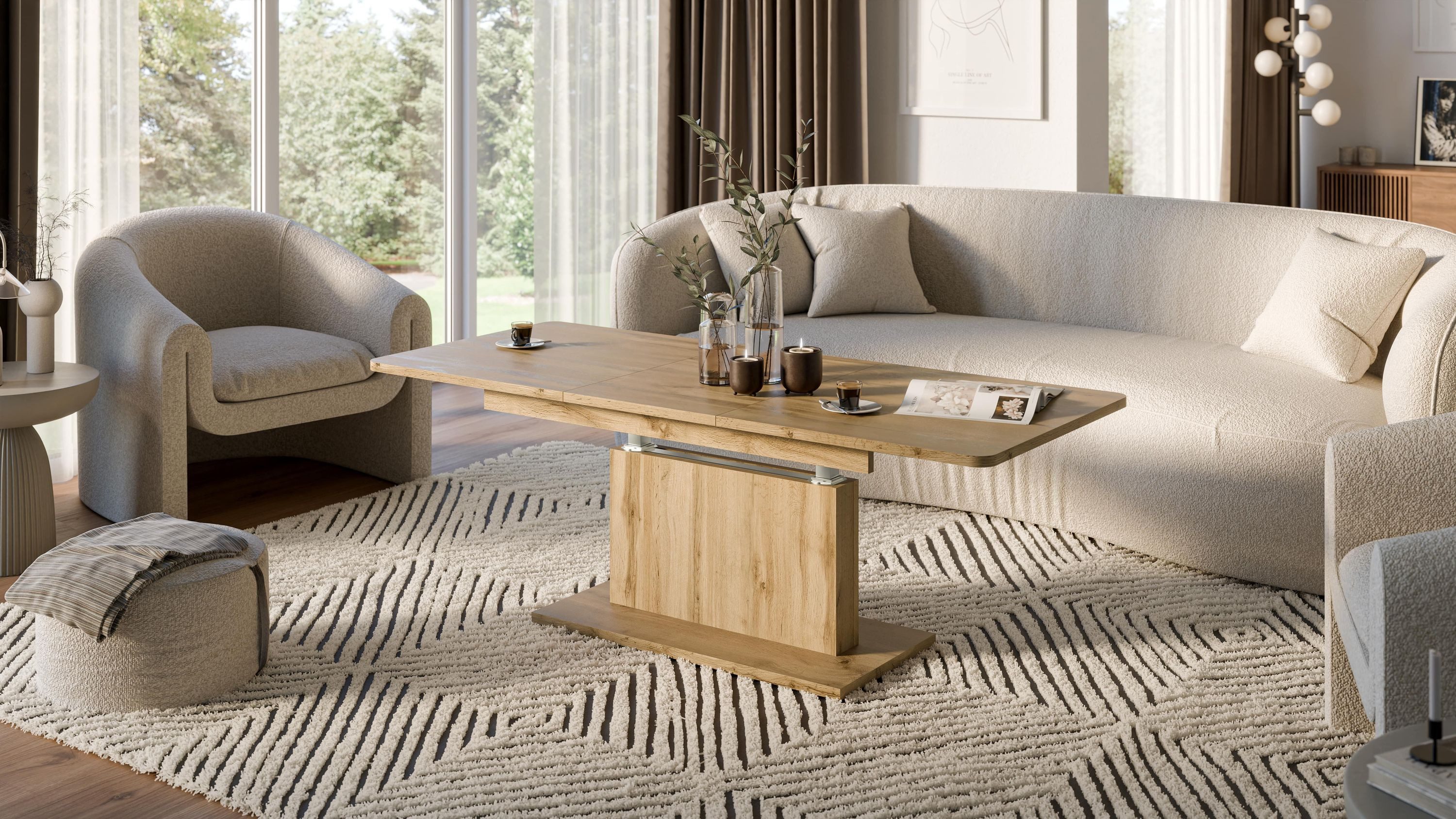 designimpex Couchtisch DC-1 Tisch Eiche Wotan günstig online kaufen