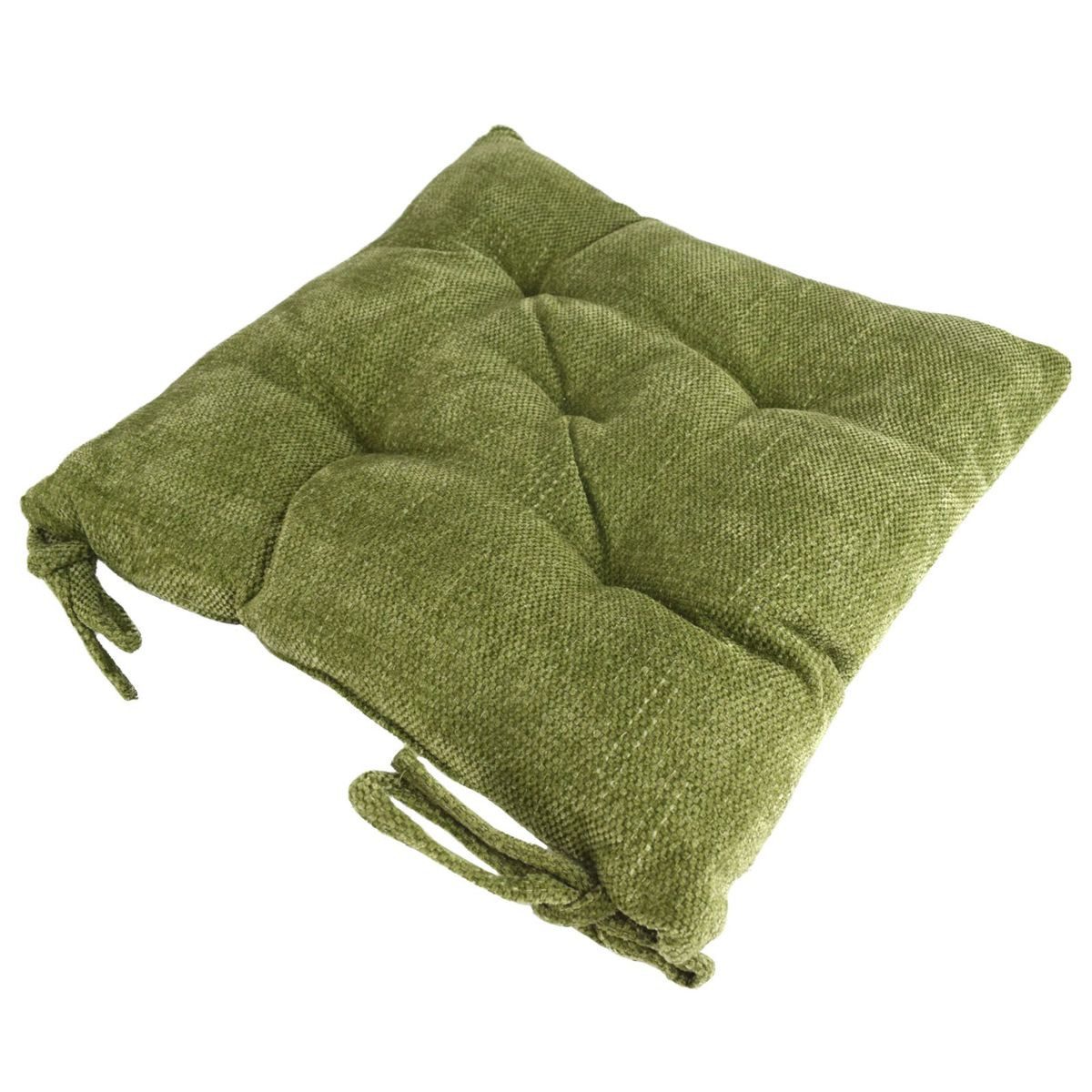 Marabellas Shop Sitzkissen Polsterung für Stühle 40x40 cm Chenille Stuhlkissen mit Kordelbändern, mit 5-Punkt-Steppmuster