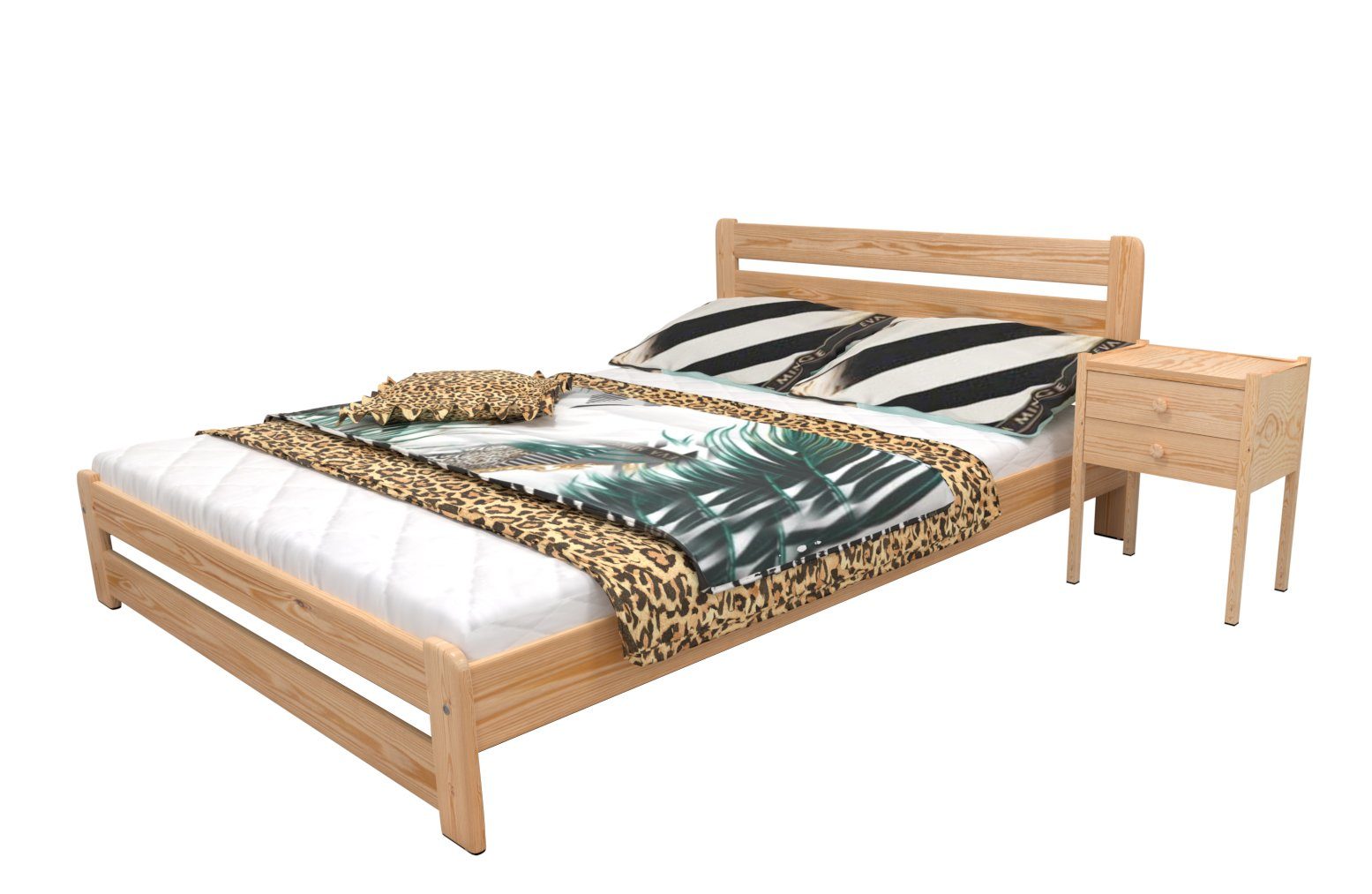 Siblo Holzbett Astra (Bett aus massiver-Holz, Holzbett mit Lattenrost), mit Lattenrost Natürlich