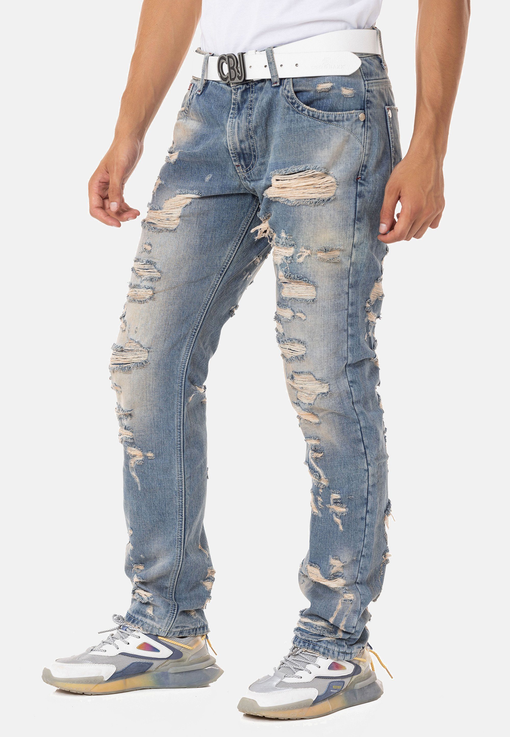 Baxx Bequeme blau coolen & Cipo im Destroyed-Look Jeans