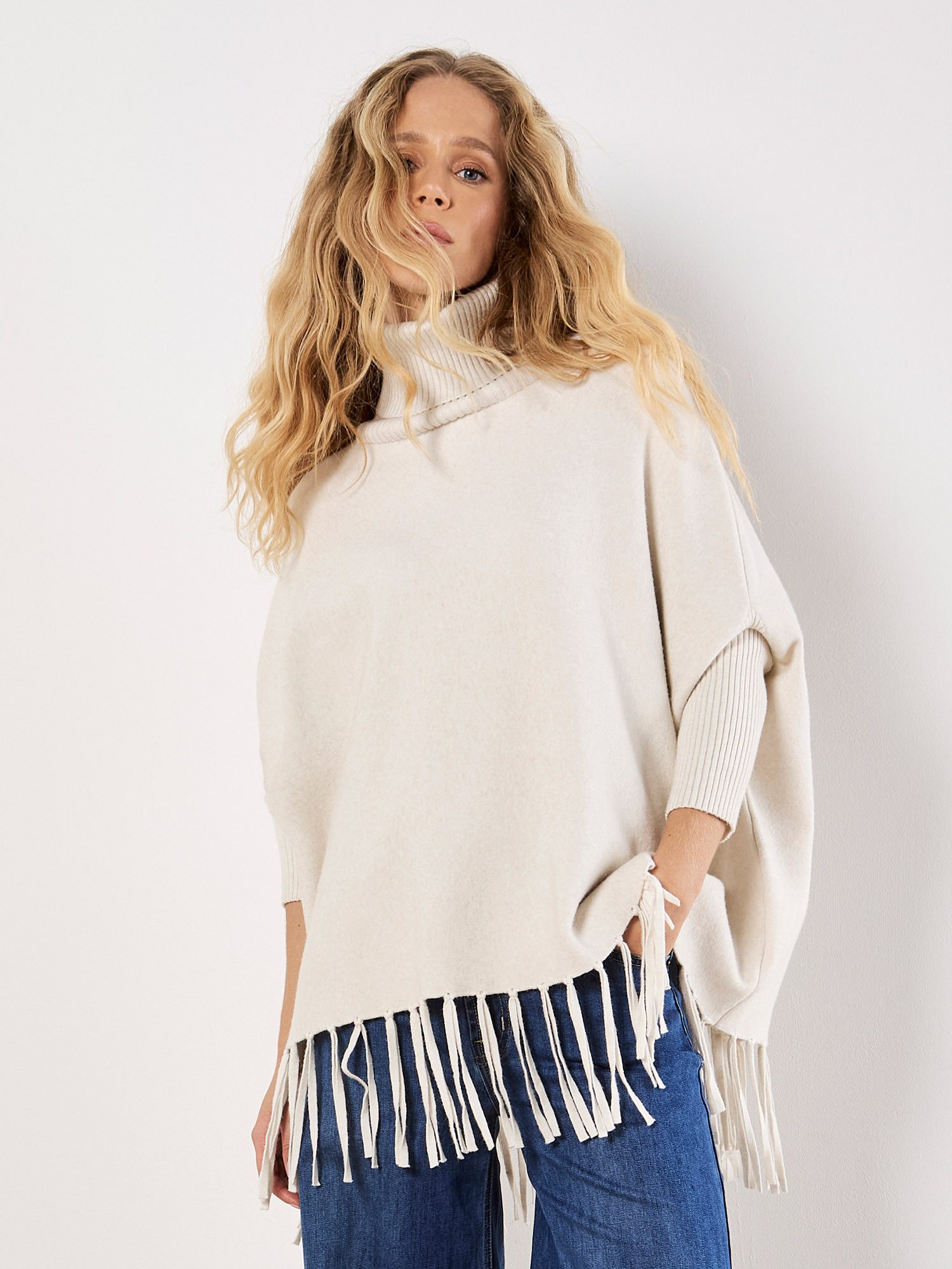 Rollkragenpullover Pullover-Poncho