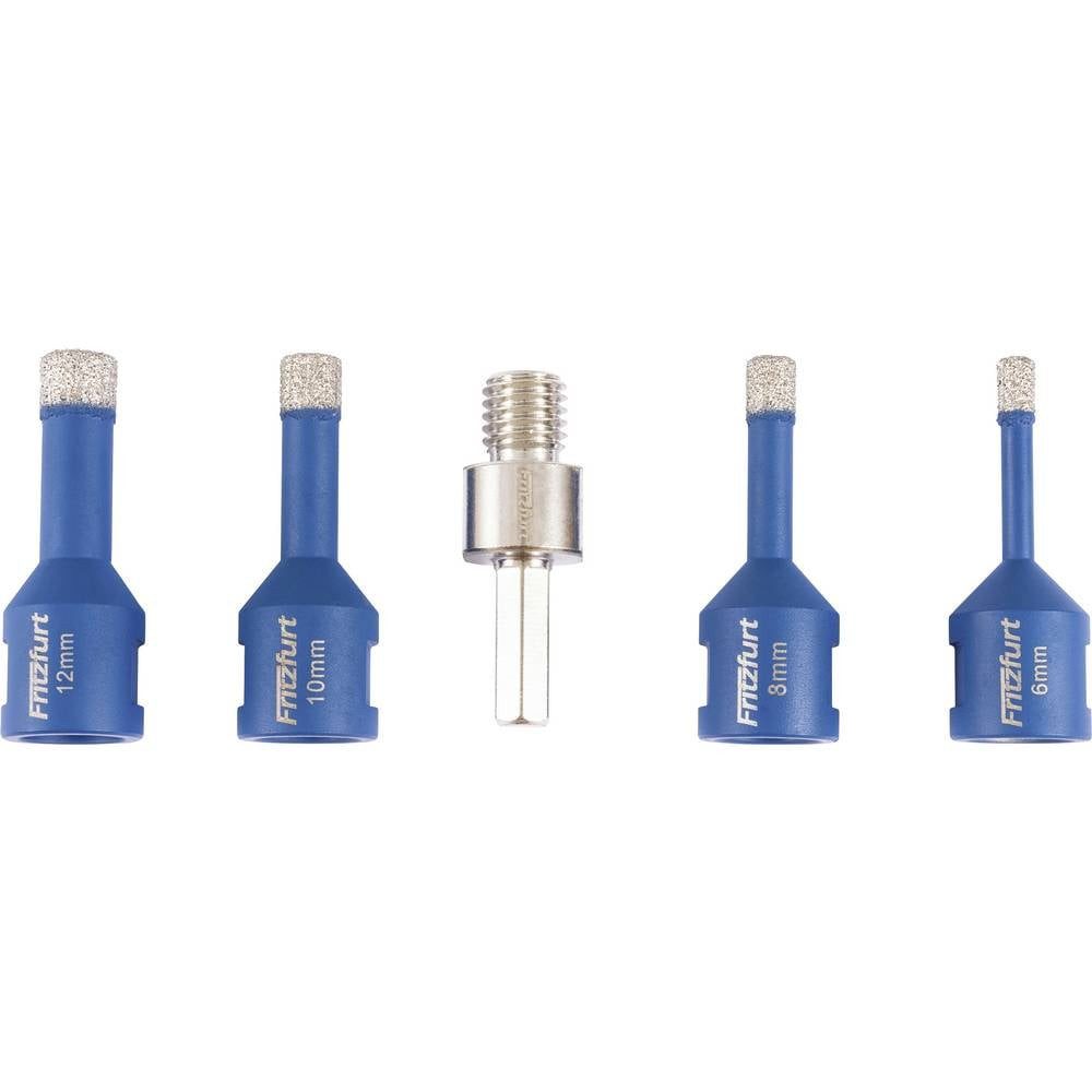 FRITZFURT Mehrzweckbohrer Diamantbohrer-Set 5teilig 6 mm, 8 mm, 10 mm, 12 mm Gesamtlänge 140 mm