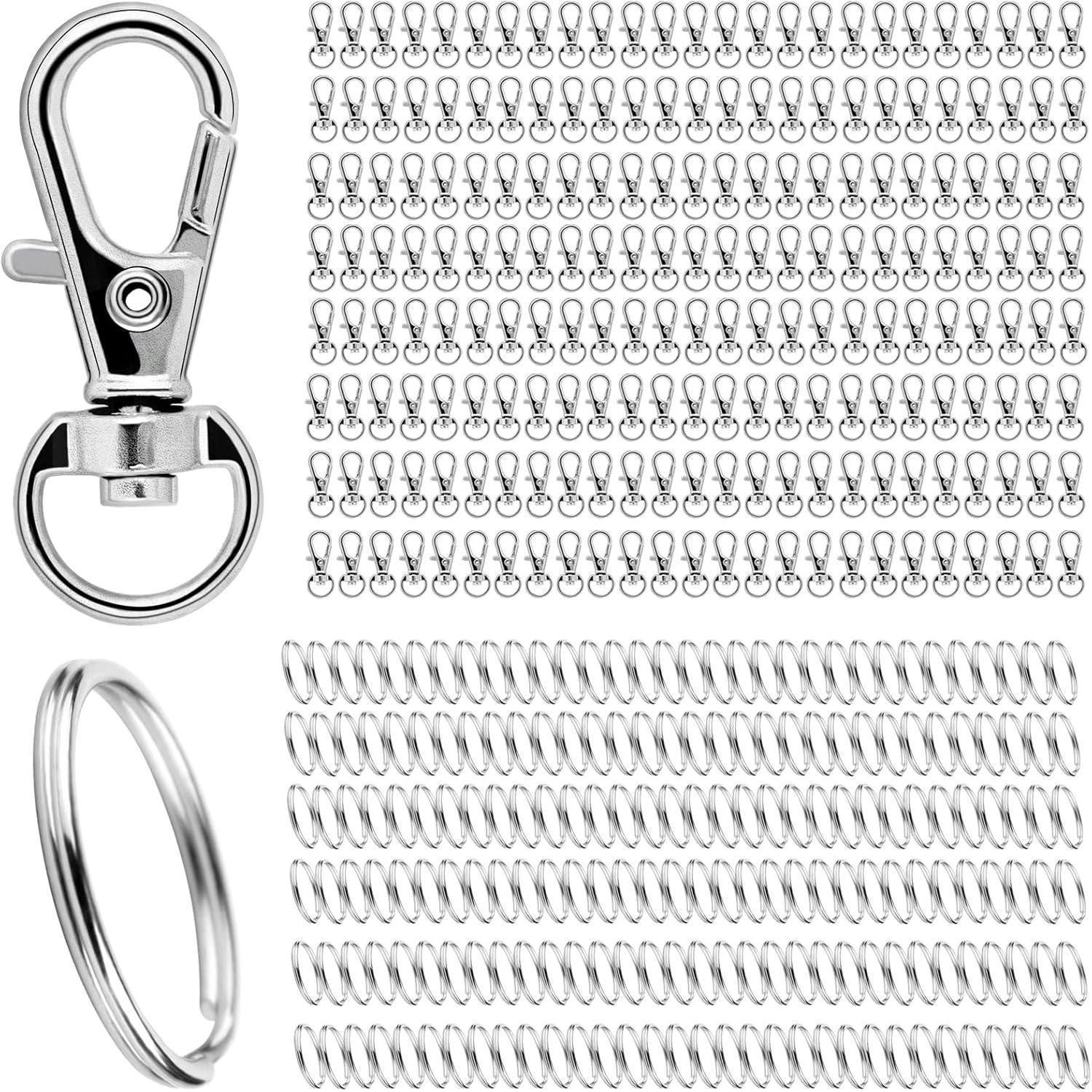 Karabiner Schlüsselring Edelstahl Klein Karabinerhaken 400 Basteln Silber 400pcs