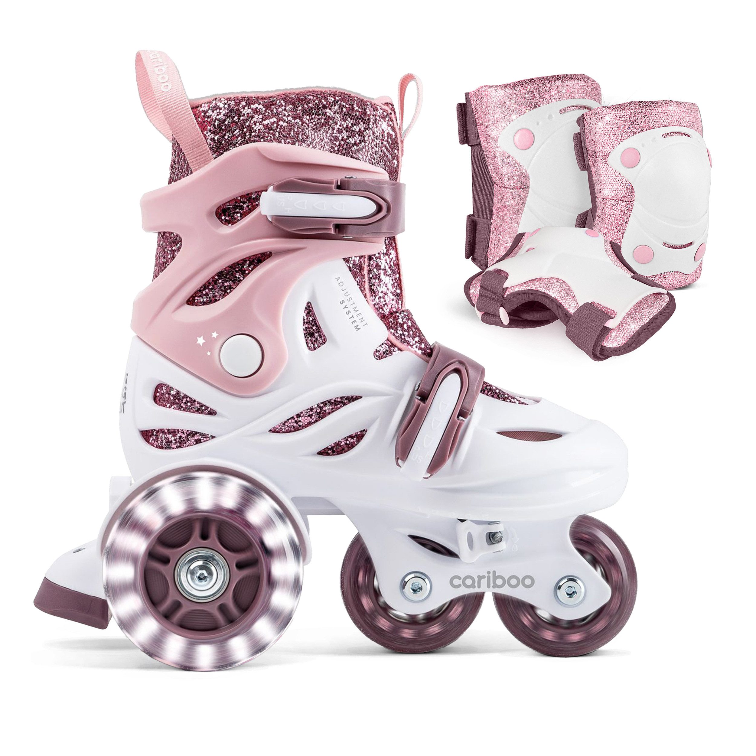 Cariboo Rollschuhe Set CARIBOO BALLERINA Inliner und Protektoren 2 Modi LED-Rollen