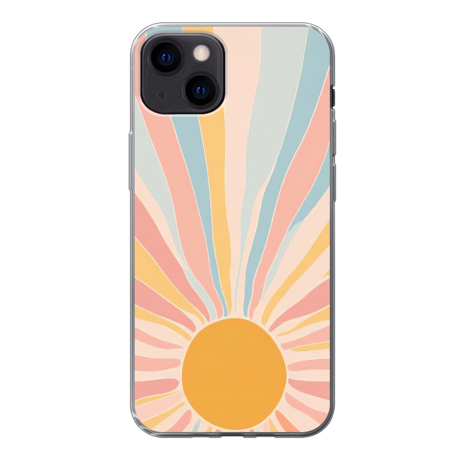 MuchoWow Handyhülle für Apple iPhone 13 Illustration - Sonne - Pastellfarben, Smartphone-Bumper, Print, Handy Schutzhülle Dünn