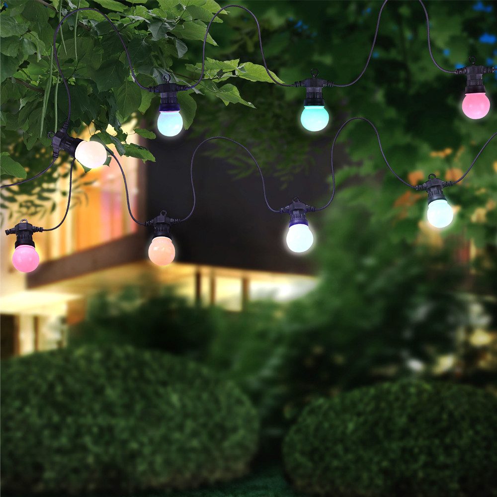 GLOBO LIGHTING Gartenleuchte, LED-Leuchtmittel fest verbaut, RGB, LED Lichterkette Außen Garten Terrasse Beleuchtung Schwarz Opal Länge