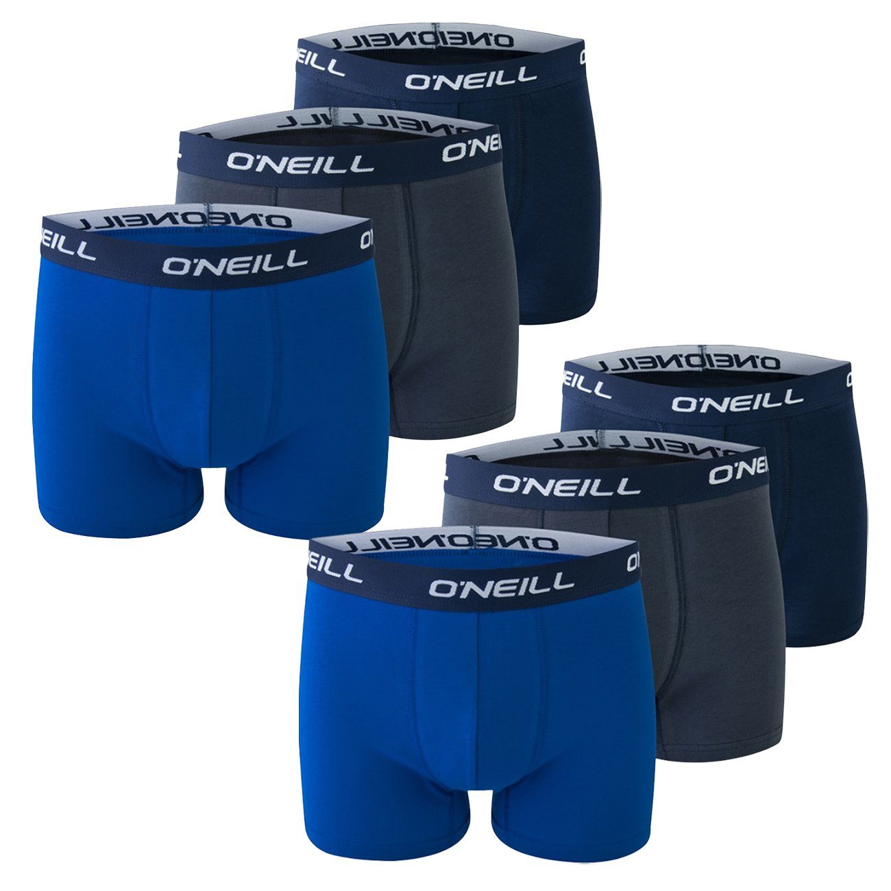 (4847P) (6-St) 4x Plain 6er Pack Logo Cobalt Navy Topline 2x mit O'Neill Boxershorts Webbund