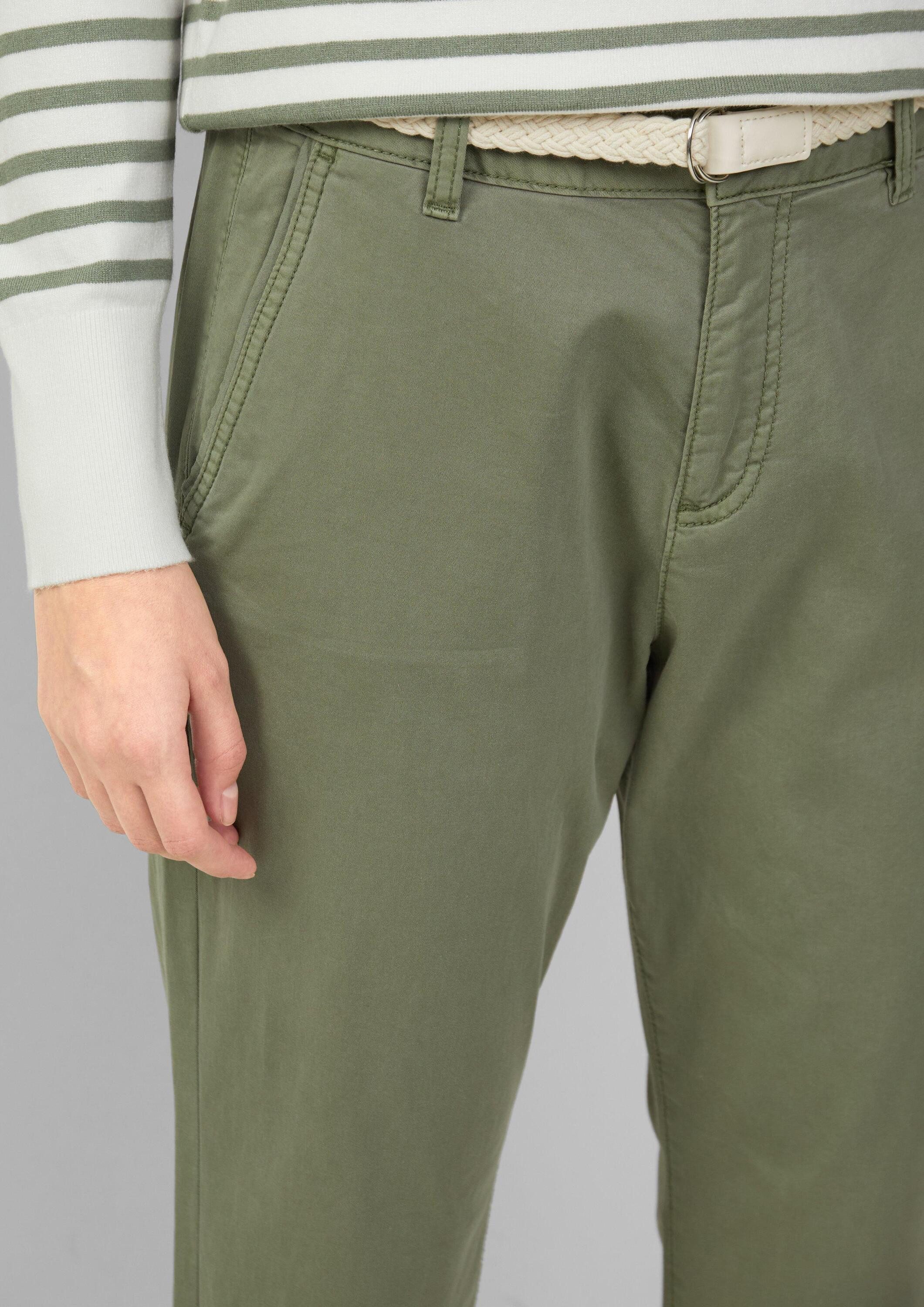 s.Oliver Chinos Hose CHINO Chino mit geflochtenem Gürtel und Garment Dye