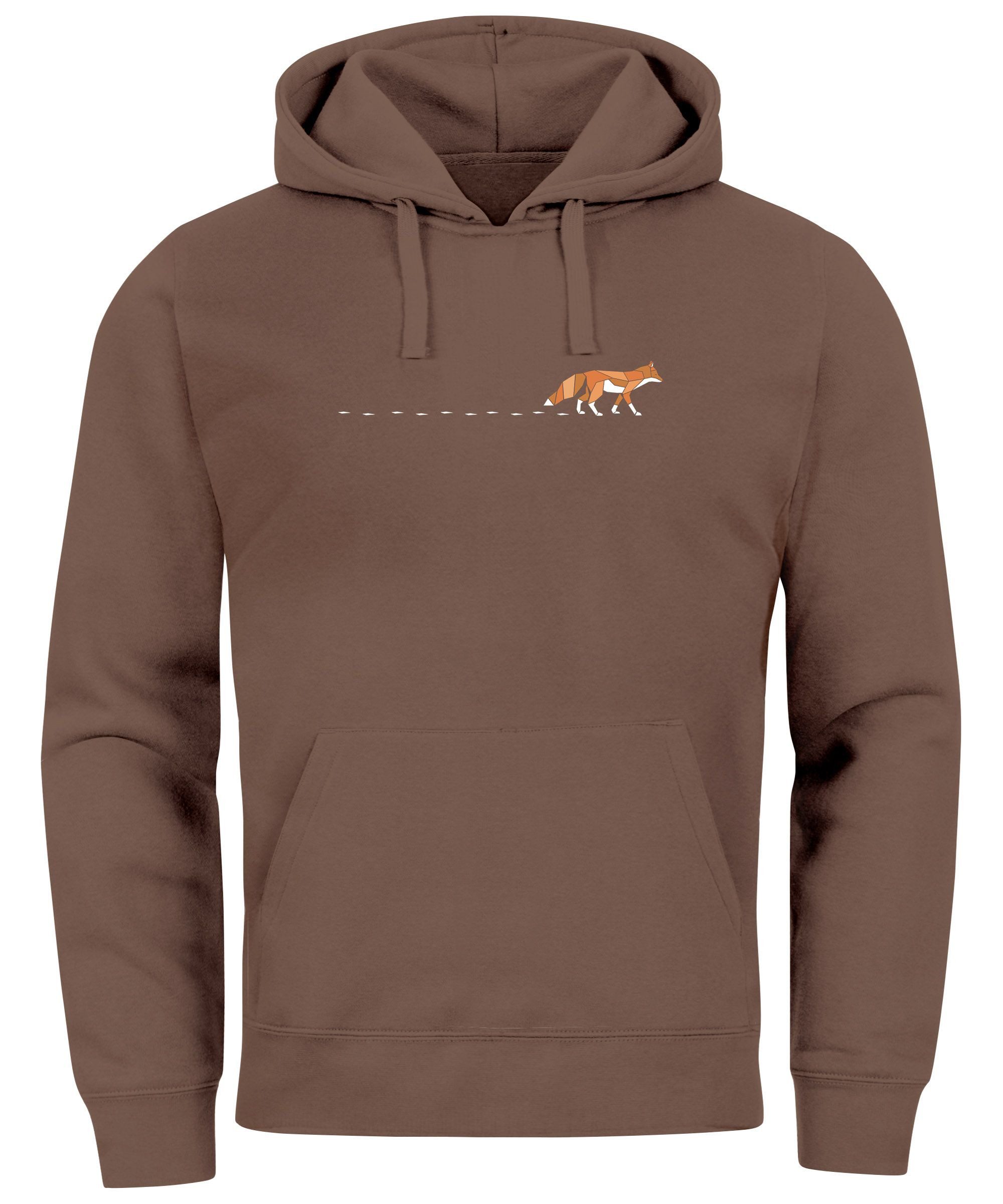 Neverless Hoodie Hoodie Herren Fuchs Fox Wald Tiermotiv Logo Print Badge Fashion