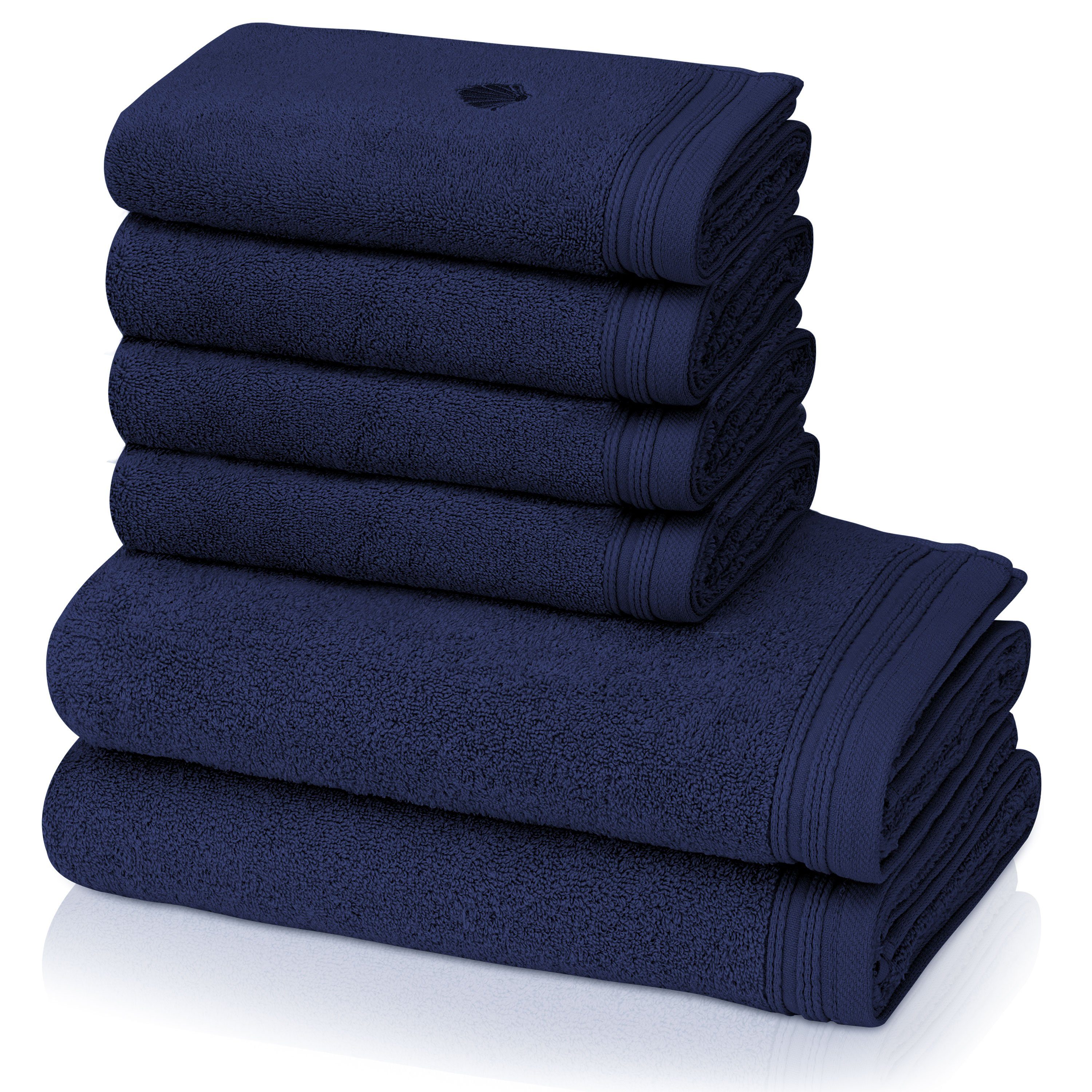 KLASBROOK Handtuch Set Linnea, (6-tlg), 2, 4 oder 6 teiliges Luxus Set, 100% Baumwolle, extra flauschig 56 Tiefseeblau
