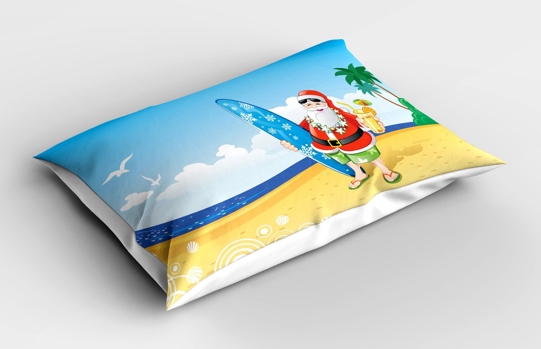 King Sankt Kissenbezug, Stück), Weihnachten (1 Kissenbezüge Standard Gedruckter Strand-Brandung Abakuhaus auf Dekorativer Size