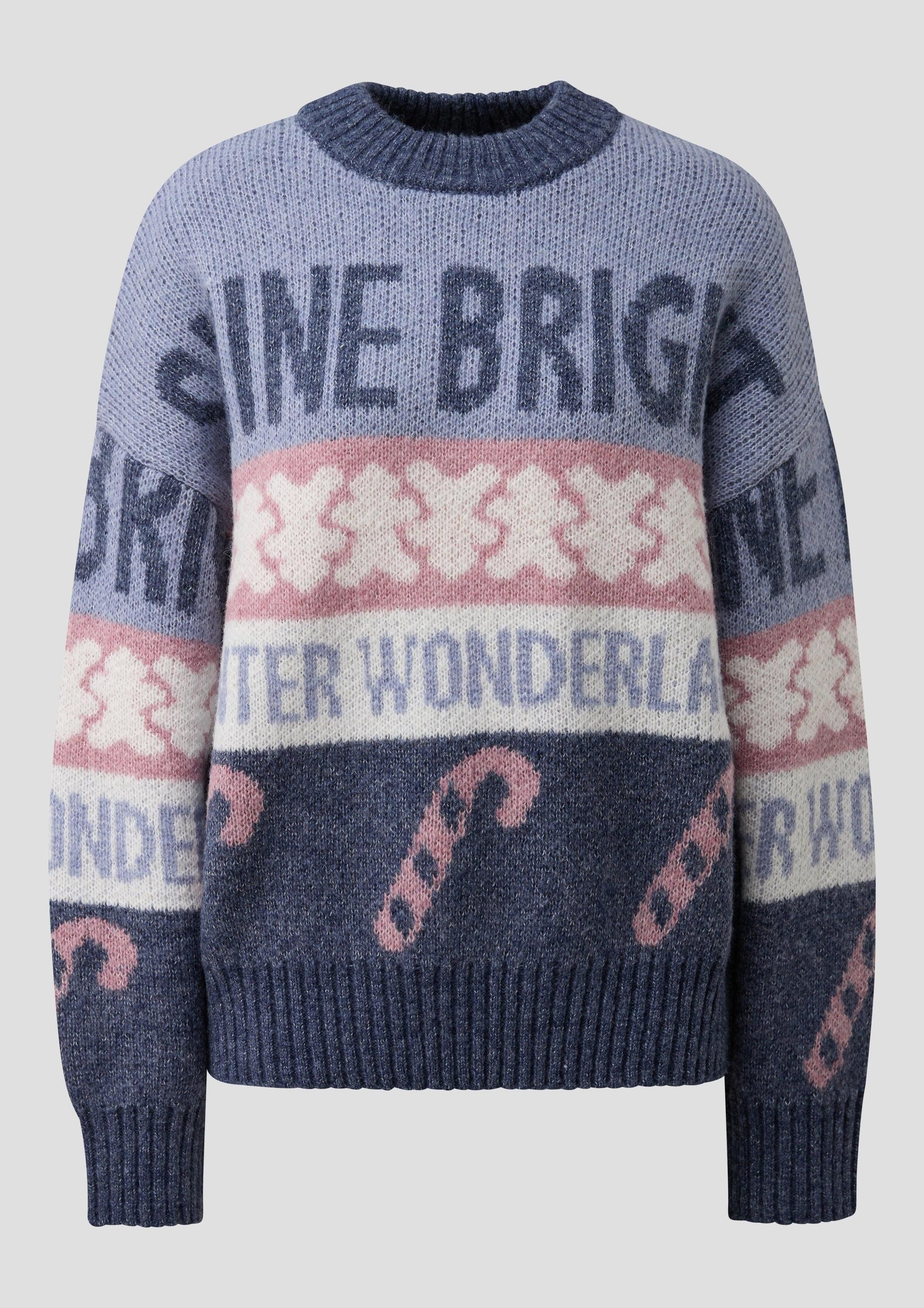 QS Longpullover Strickpullover Weihnachtspullover mit Wolle