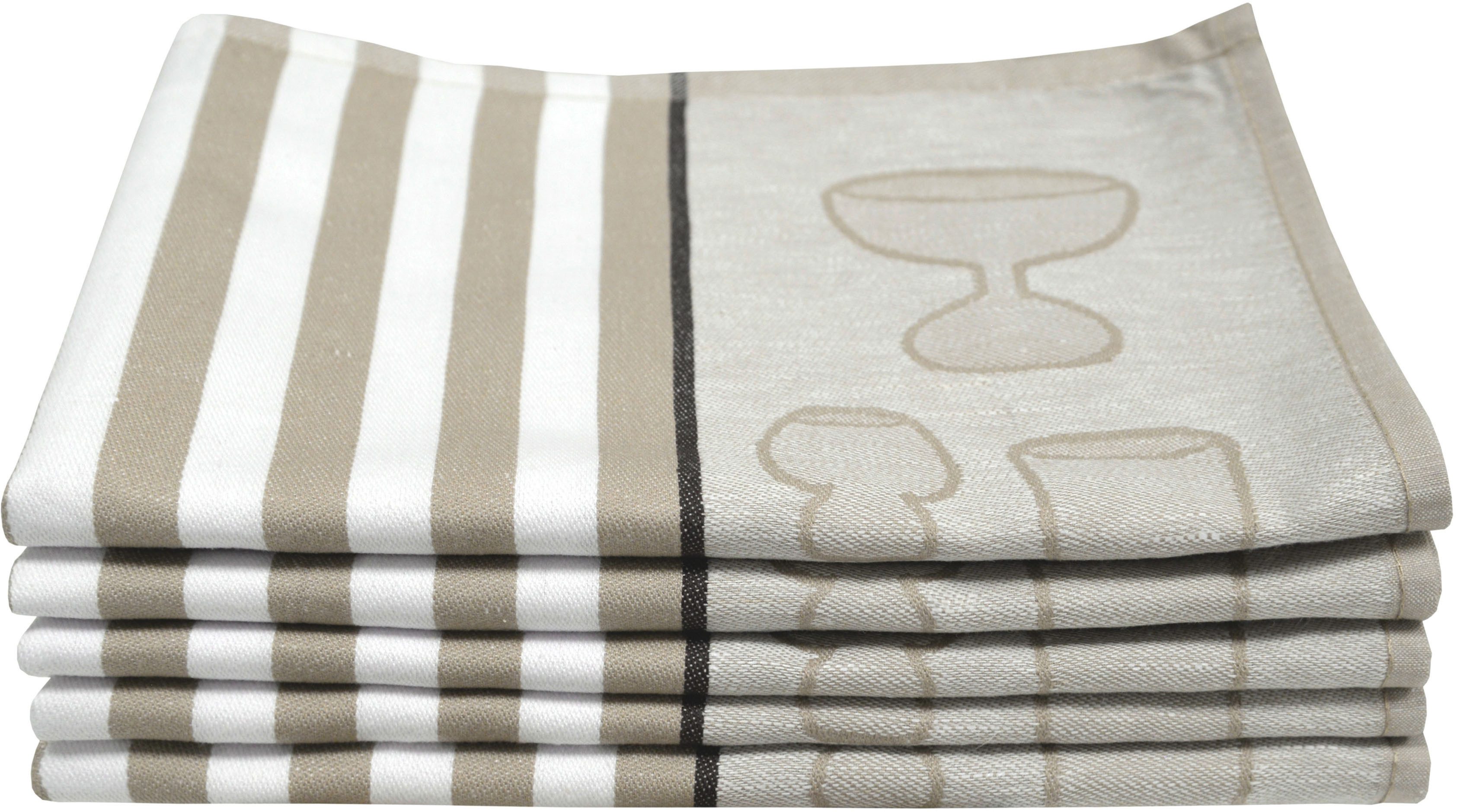 Dyckhoff Geschirrtuch Gläser / Halbleinen, (Set, 5-tlg), mit Gläser & Strei günstig online kaufen