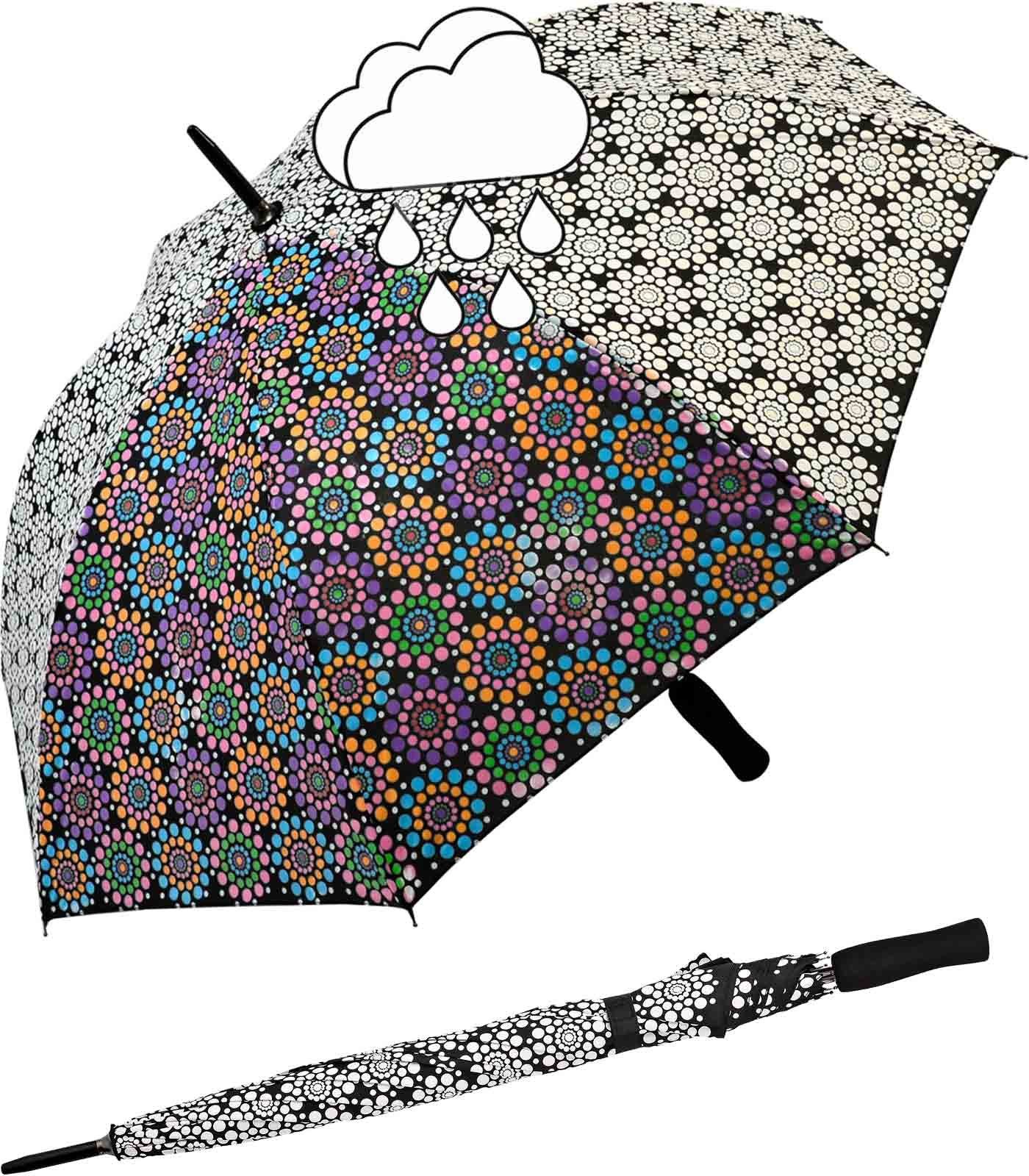 - Schirm wird zeigt nass Wetprint Nässe er wahres Gesicht der Langregenschirm sein bei Blumen, Impliva Farbwechsel wenn