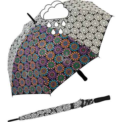 Impliva Langregenschirm Wetprint Farbwechsel bei Nässe - Blumen, wenn der Schirm nass wird zeigt er sein wahres Gesicht