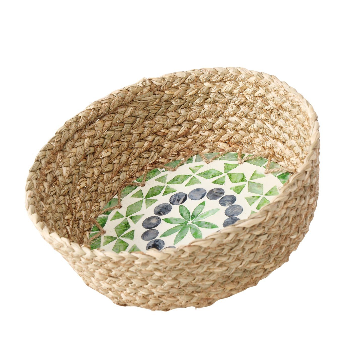 BOLTZE Dekokorb Korb aus Seegras mit Mosaikboden Ø 23 cm von Boltze Moderner Korb Bröt