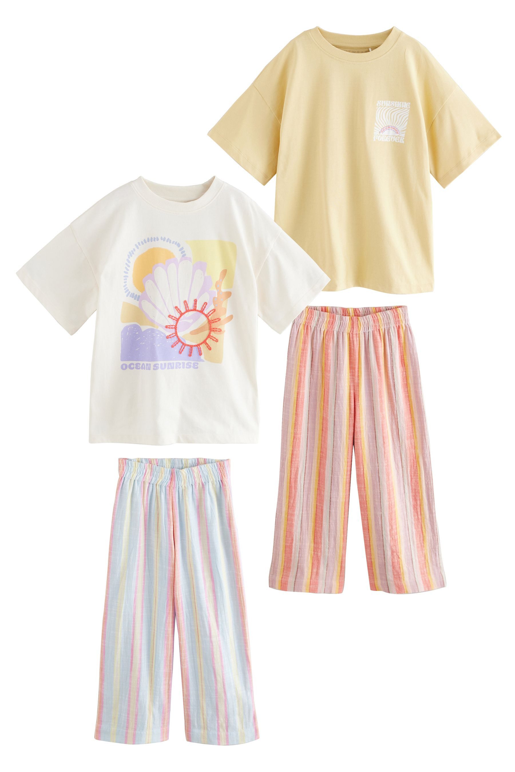 Pyjama Schlafanzüge aus 100 % Baumwolle, 2er-Pack