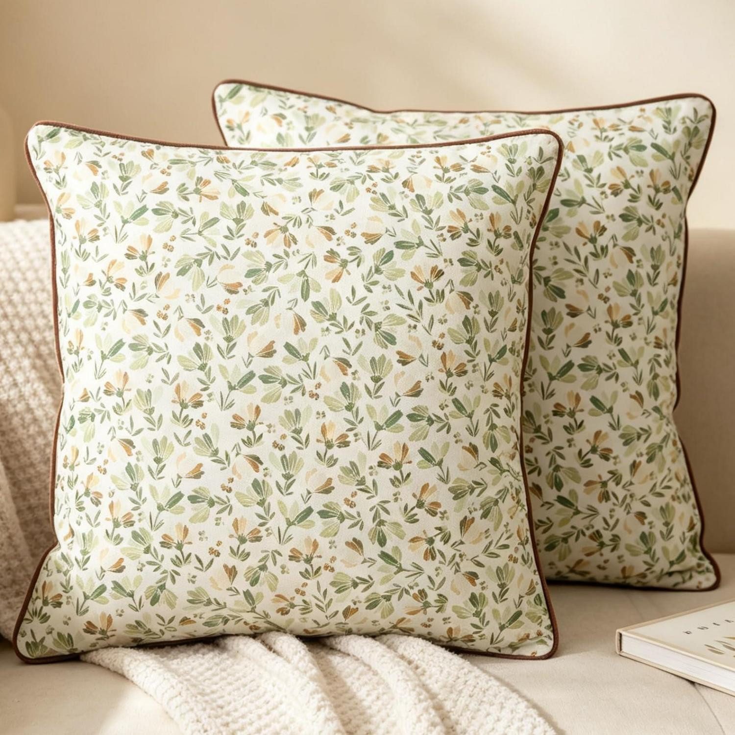 LuxusKollektion Kissenbezüge Kissenbezüge 40x40 Grün Indisch Muster 2er Set, (2 Stück)