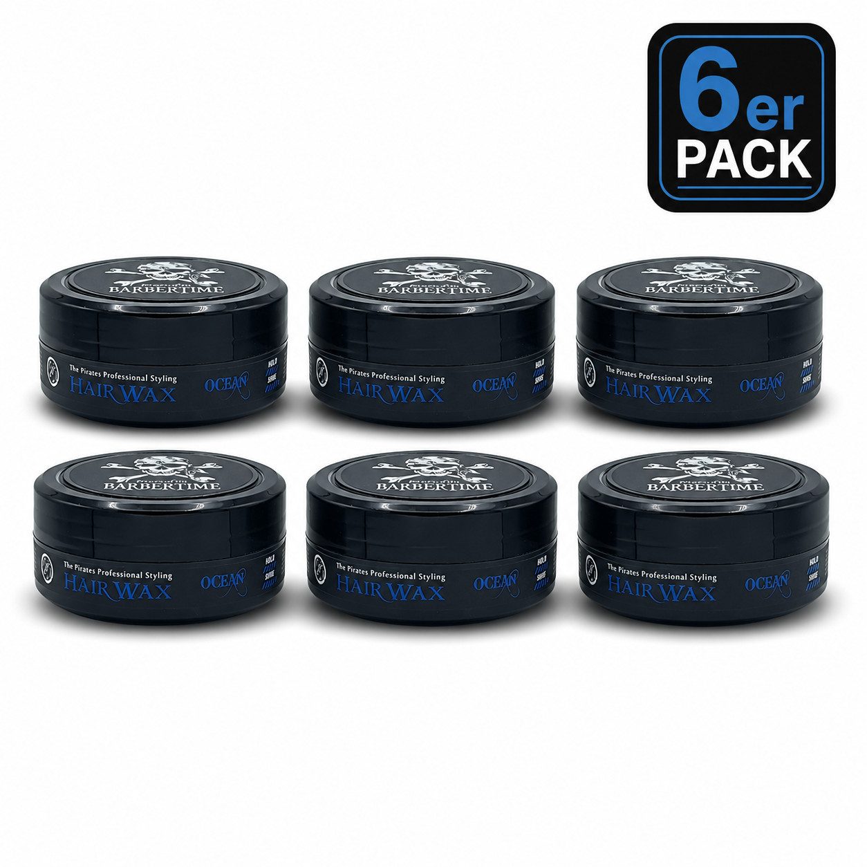 BARBERTIME Haarwachs 6x Haarwachs Hair Wax Styling Wax 150ml Ocean, 6-tlg.