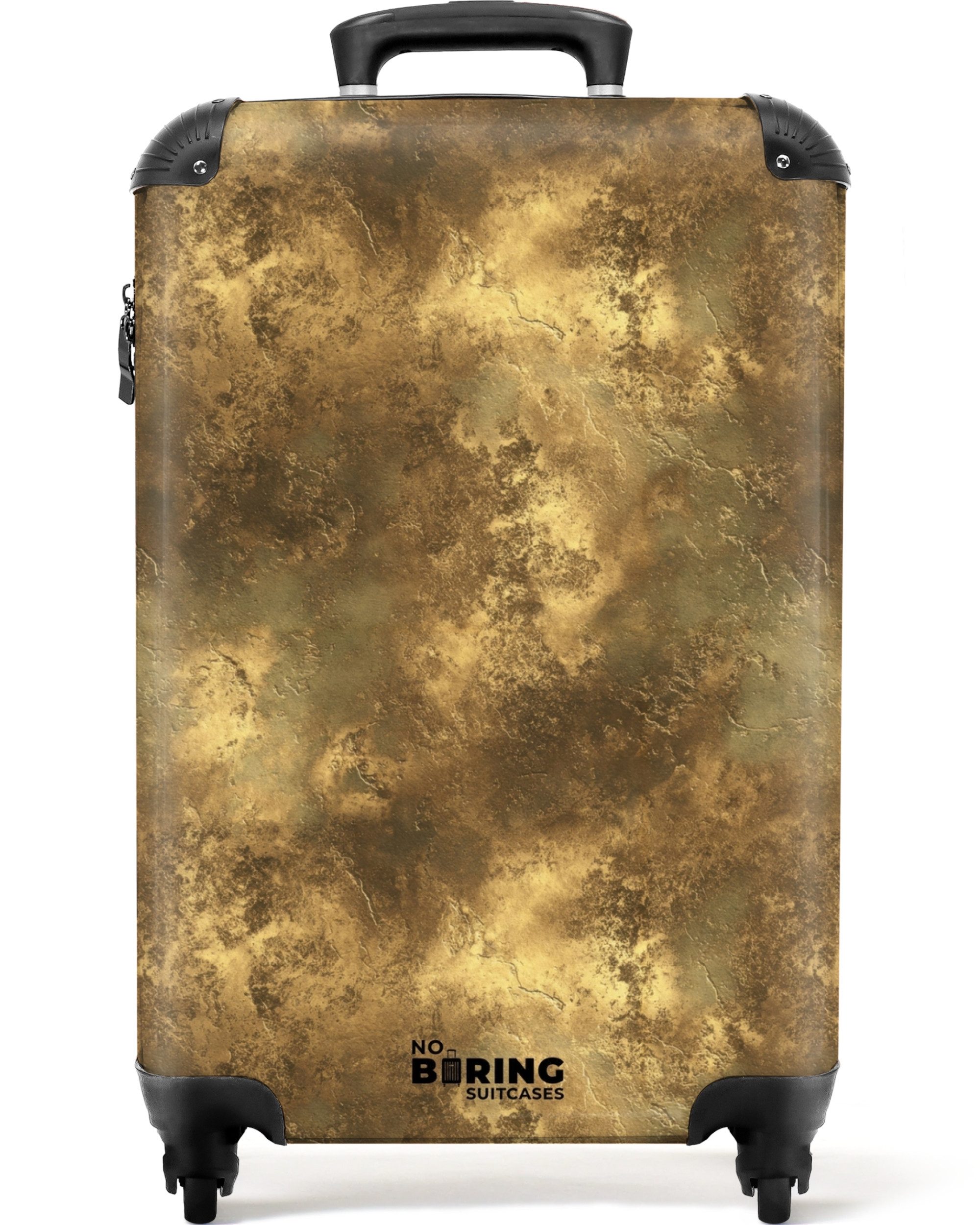 NoBoringSuitcases.com© Hartschalen-Trolley Antik - Metallic-Look - Gold 55x35x20cm, Kinder Koffer Klein, Trolley Handgepäck, Reisekoffer