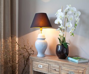 Signature Home Collection Schreibtischlampe, ohne Leuchtmittel, warmweiß, Tischlampe Keramik hellblau mit Lampenschirm